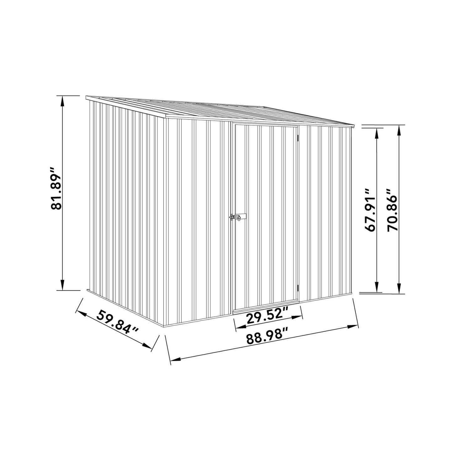 Absco | 7.5x5x7 ft Single Door Space Saver Metal Garden Shed - Woodland Gray