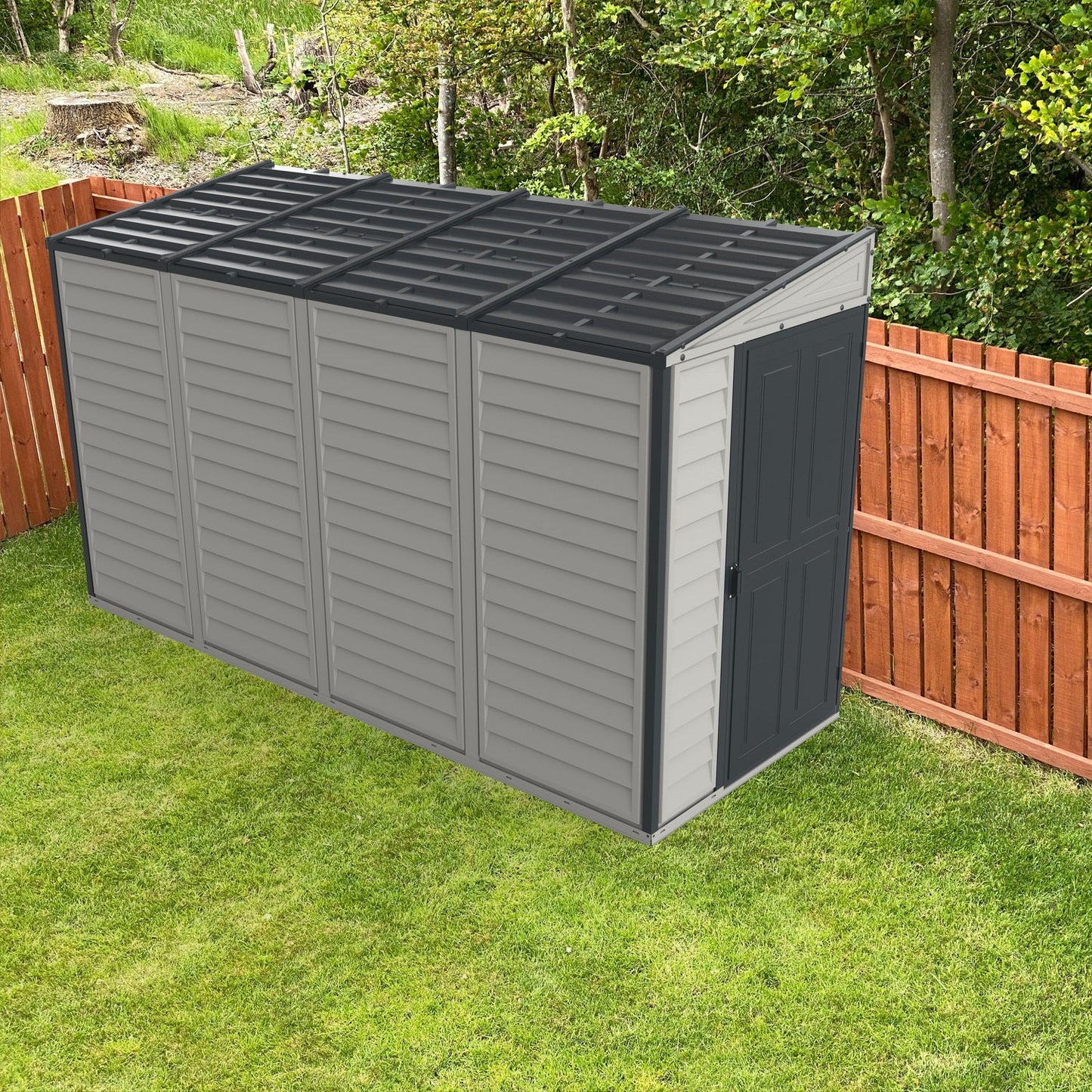 DuraMax | SideMate Vinyl Lean-To Plastic Storage Shed with Foundation - 4 ft Wide
