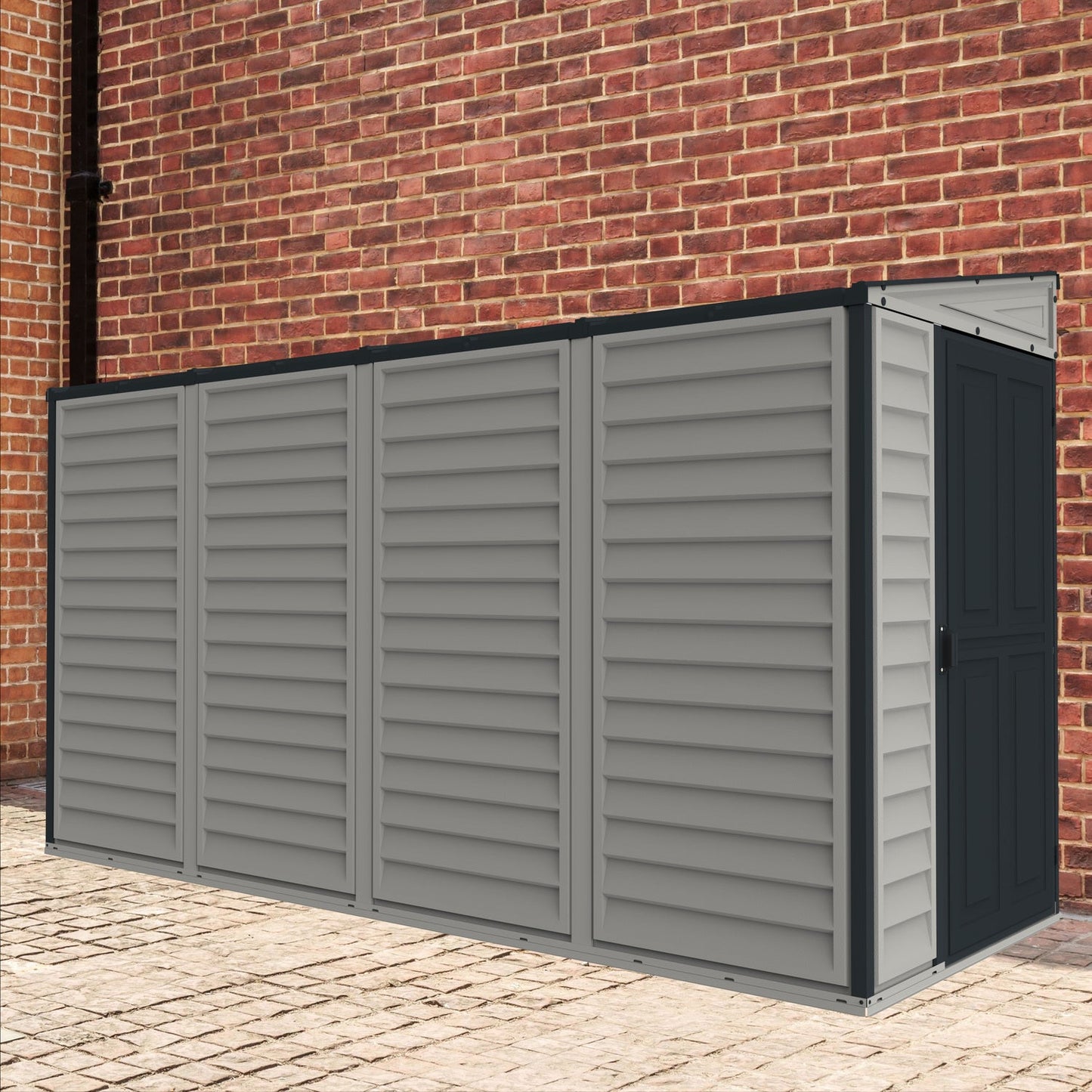 DuraMax | SideMate Vinyl Lean-To Plastic Storage Shed with Foundation - 4 ft Wide