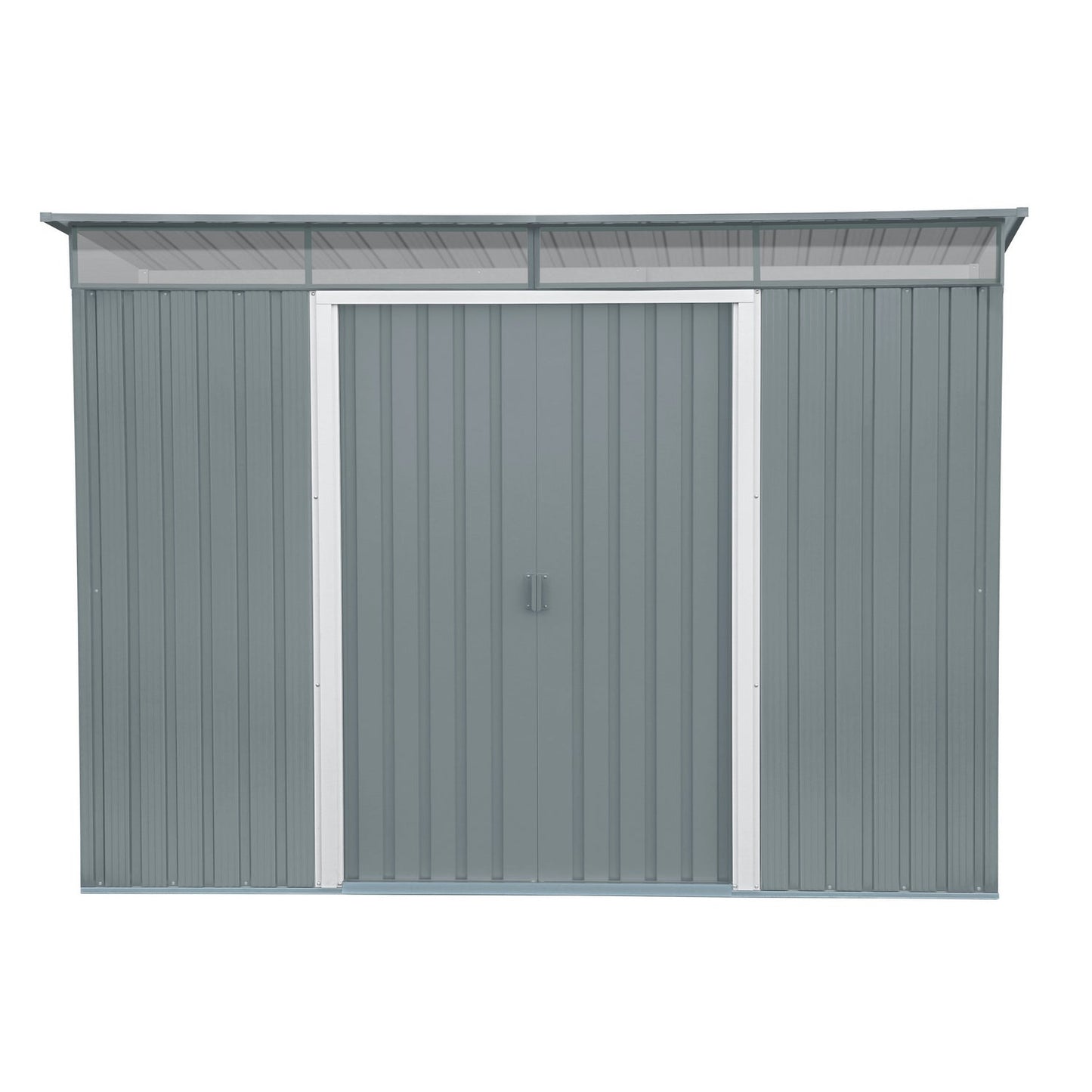 DuraMax | Top Pent Roof Metal Storage Shed With Skylight - Light Gray - 8x6 ft