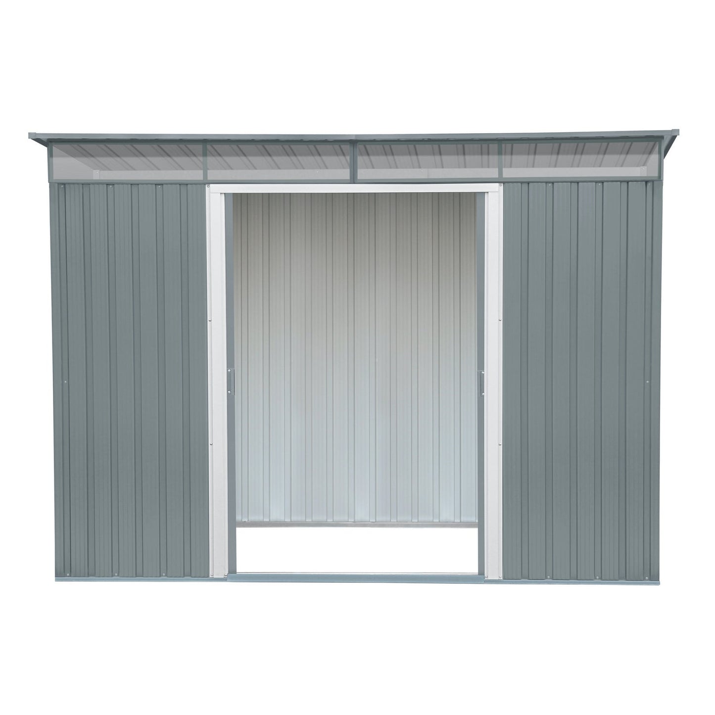 DuraMax | Top Pent Roof Metal Storage Shed With Skylight - Light Gray - 8x6 ft