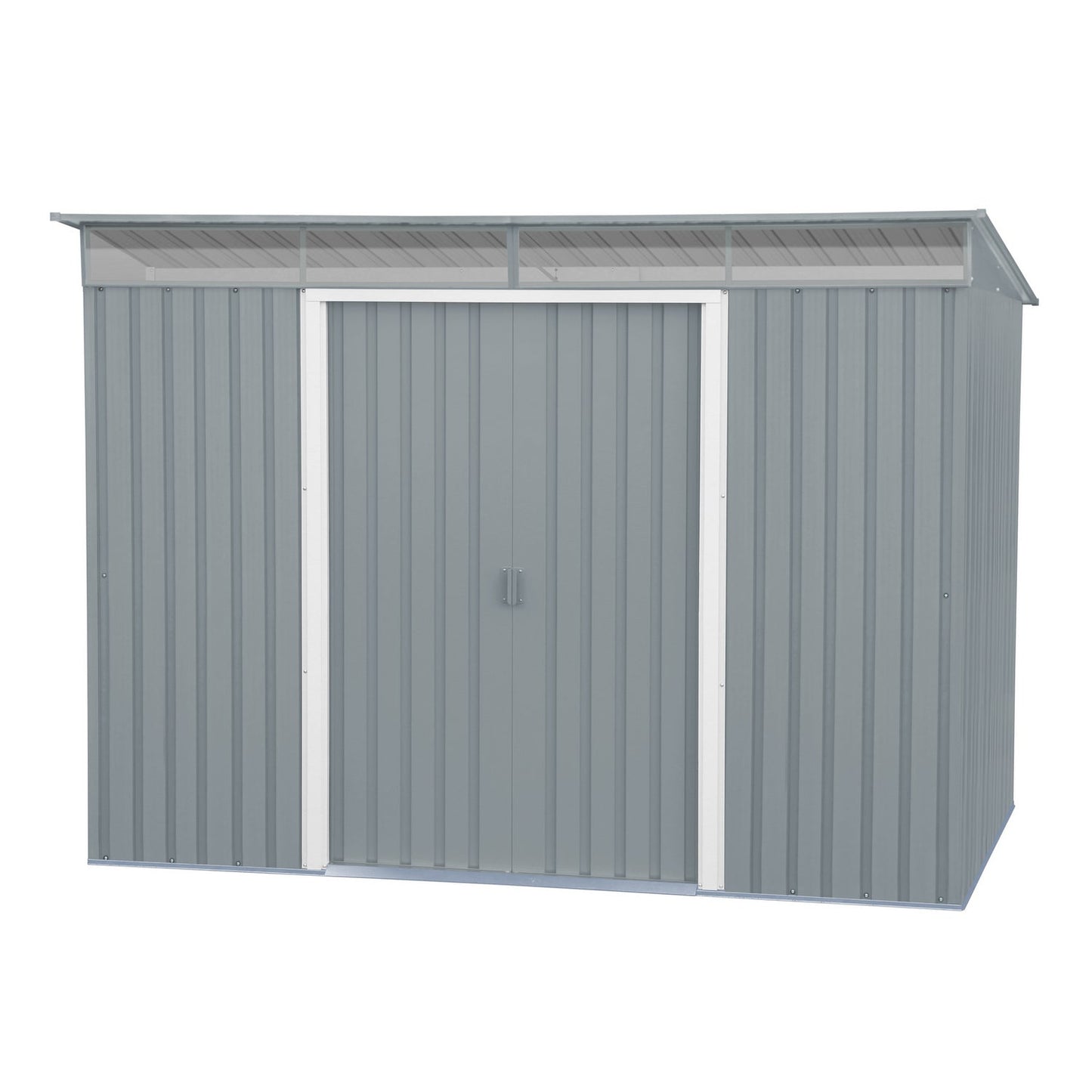 DuraMax | Top Pent Roof Metal Storage Shed With Skylight - Light Gray - 8x6 ft