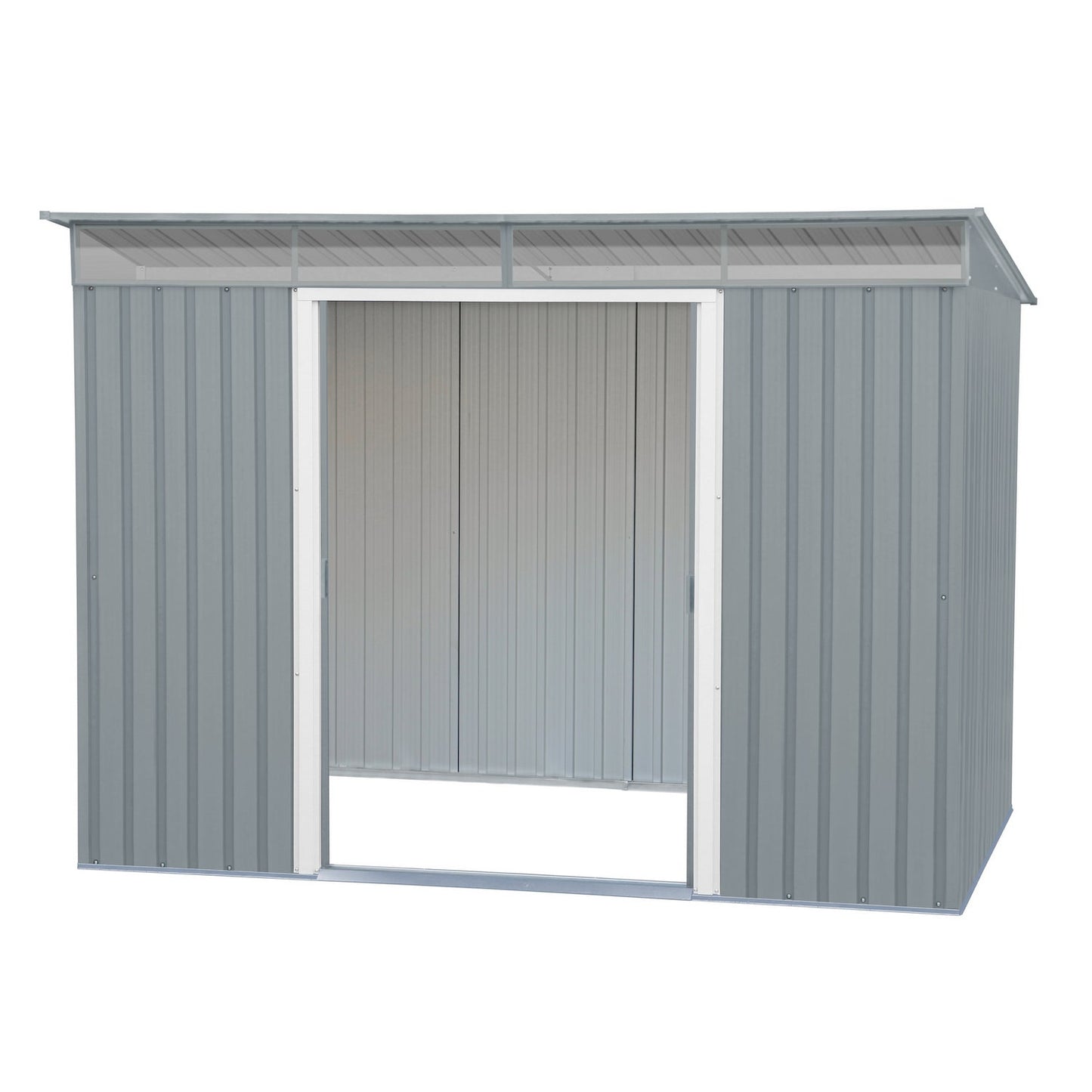 DuraMax | Top Pent Roof Metal Storage Shed With Skylight - Light Gray - 8x6 ft
