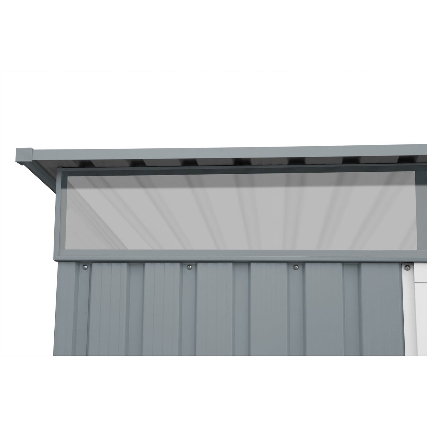 DuraMax | Top Pent Roof Metal Storage Shed With Skylight - Light Gray - 8x6 ft