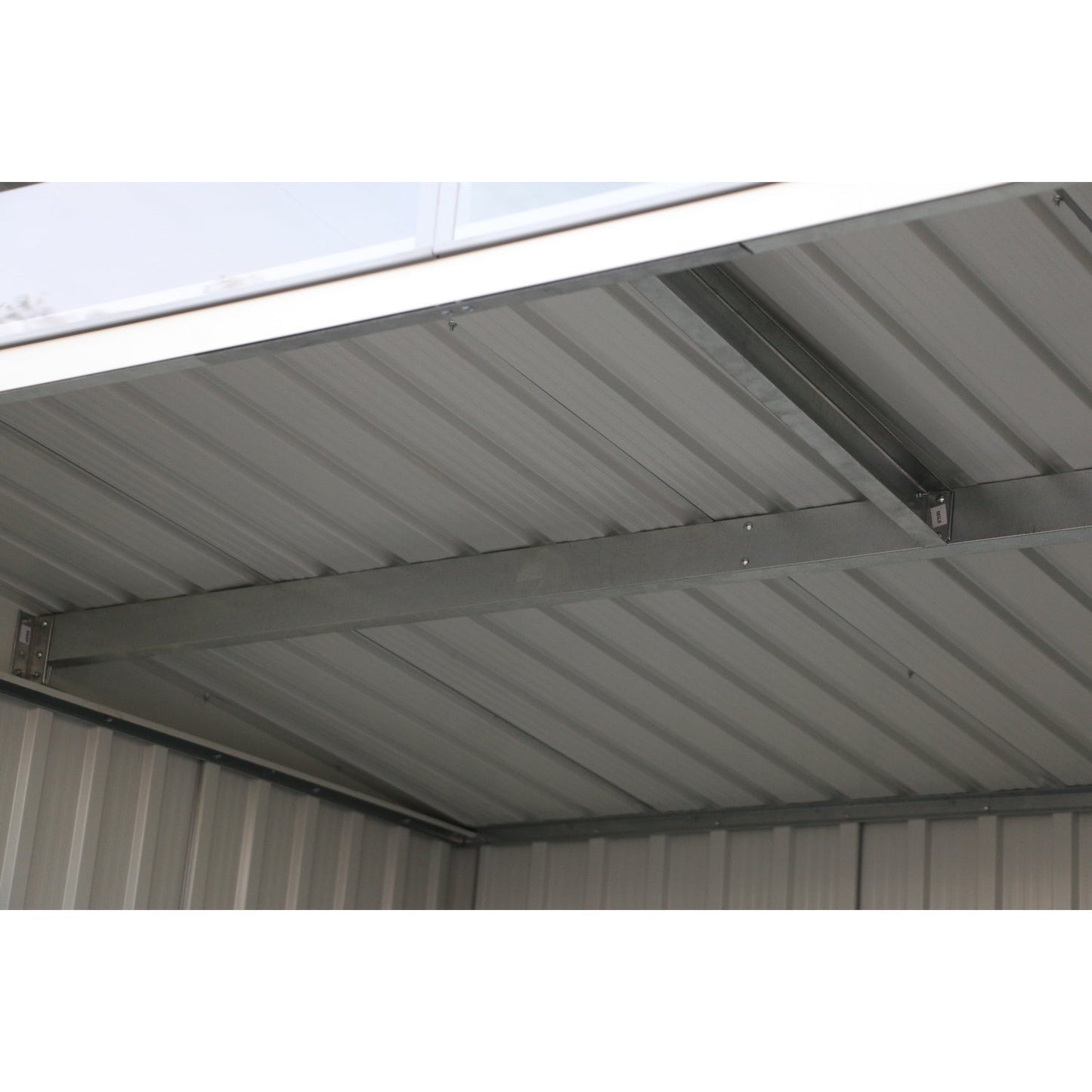 DuraMax | Top Pent Roof Metal Storage Shed With Skylight - Light Gray - 8x6 ft
