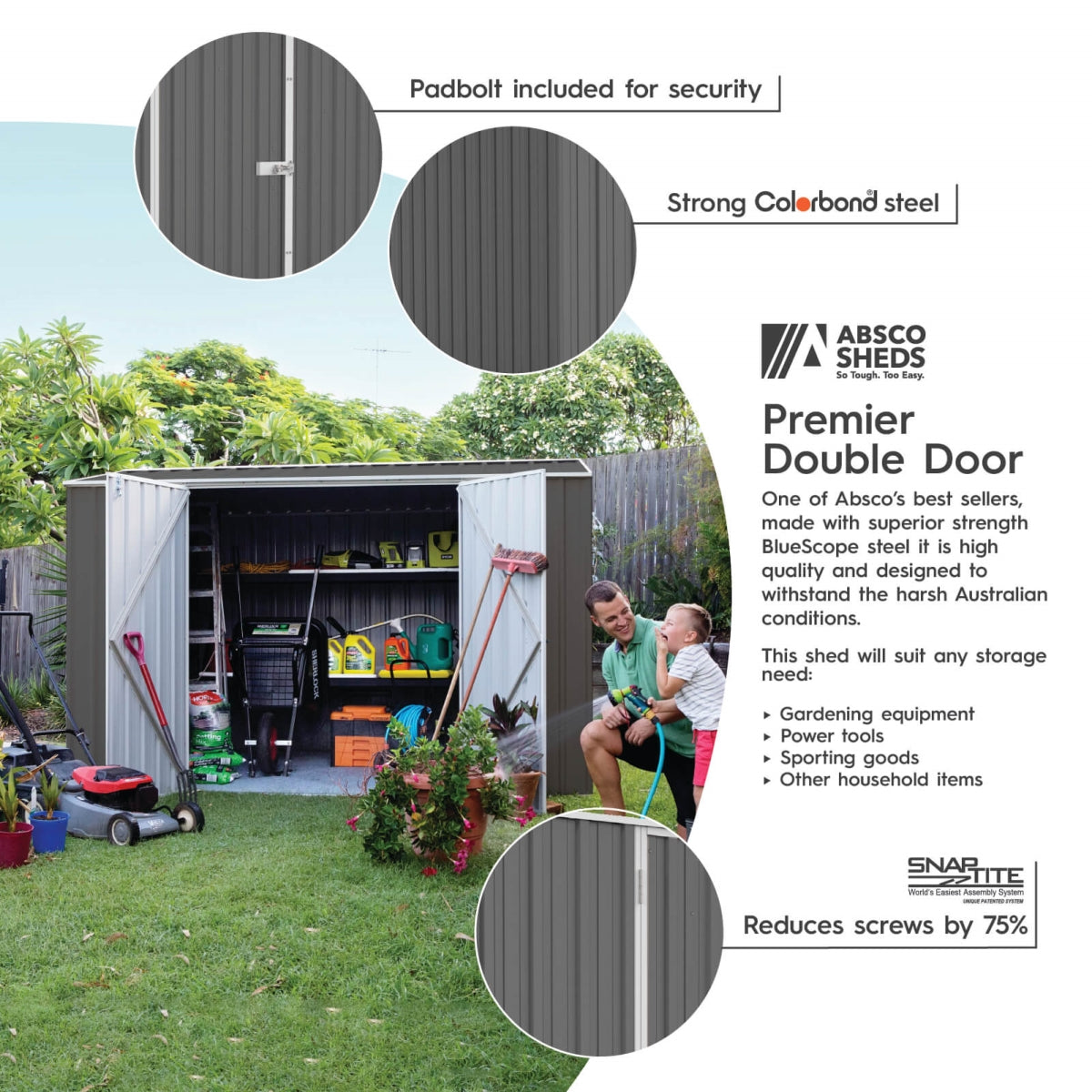 Absco | Premier Steel Storage Shed