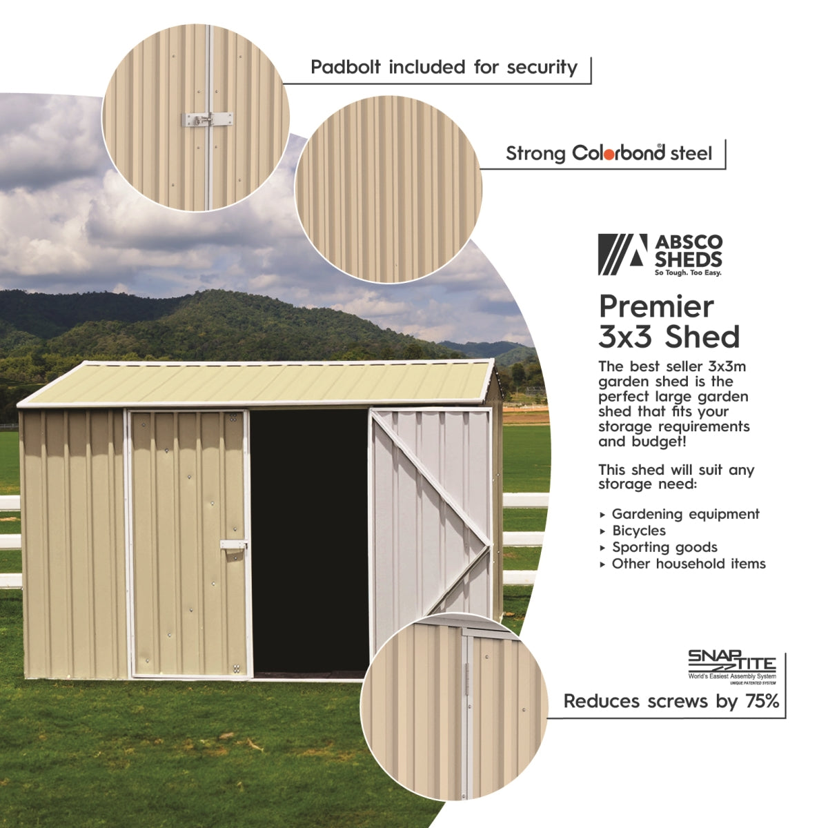 Absco | Premier Steel Storage Shed