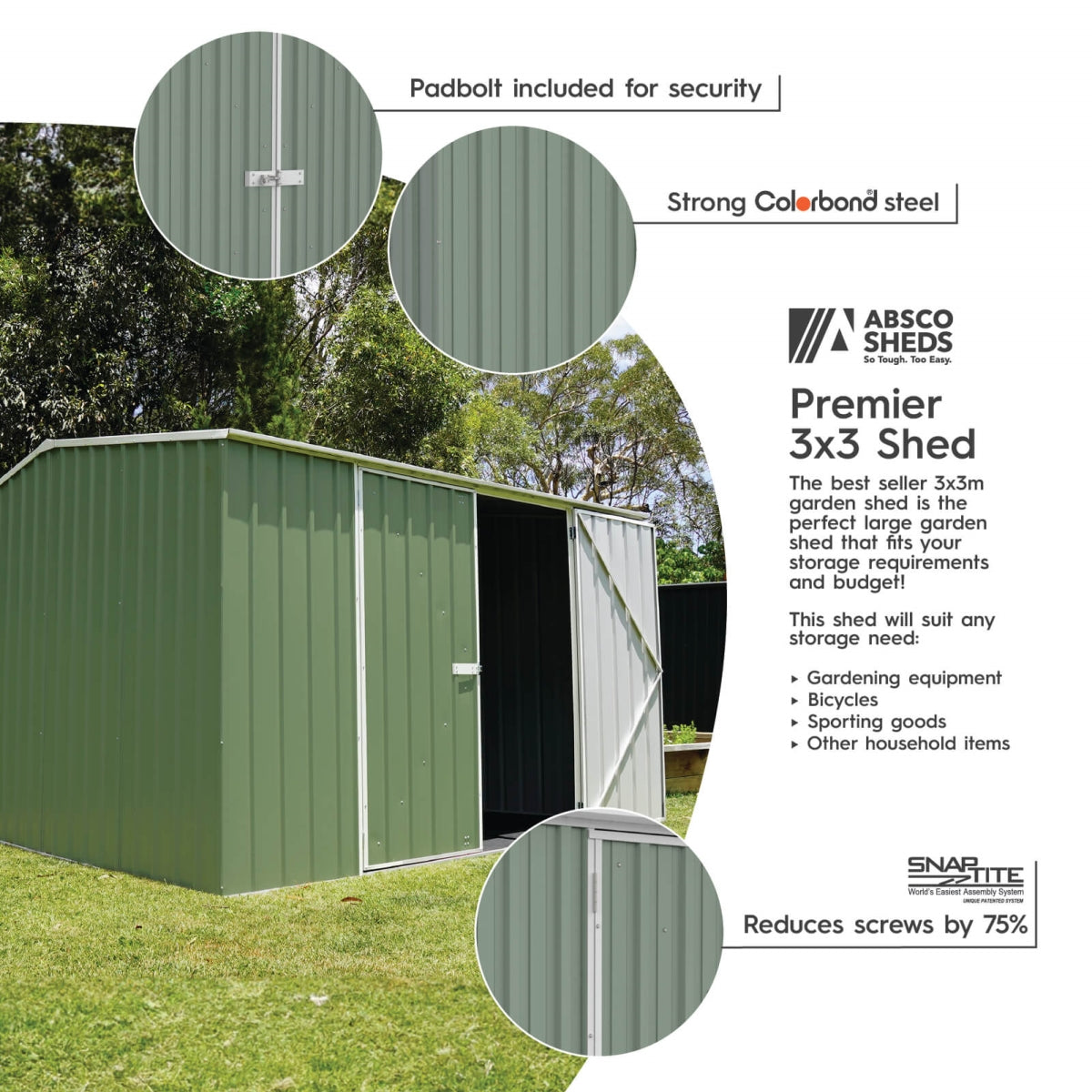 Absco | Premier Steel Storage Shed