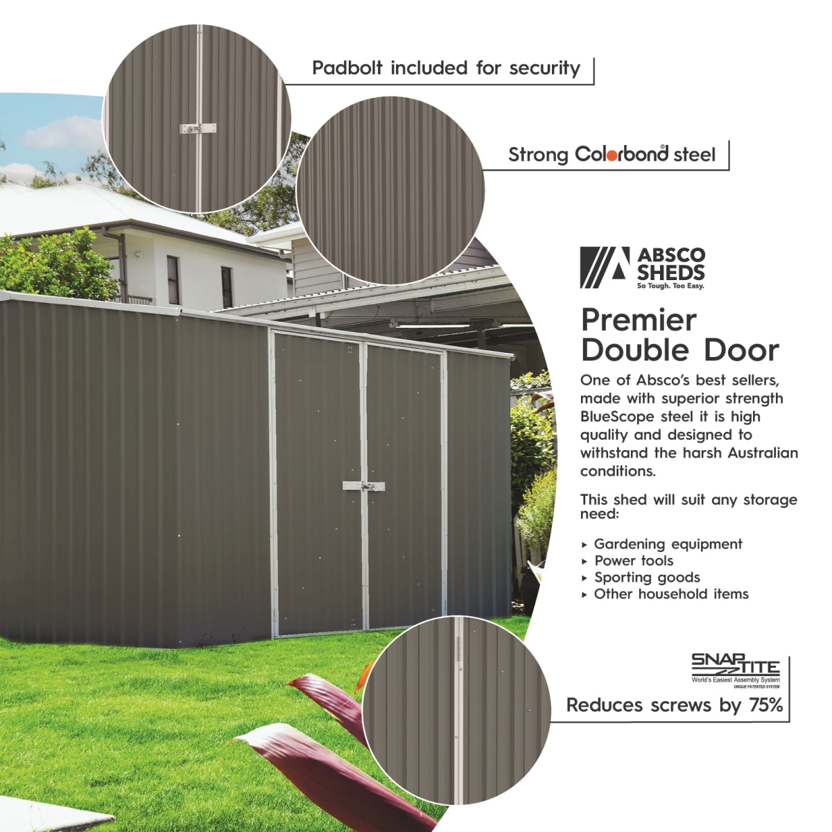Absco | Premier Steel Storage Shed