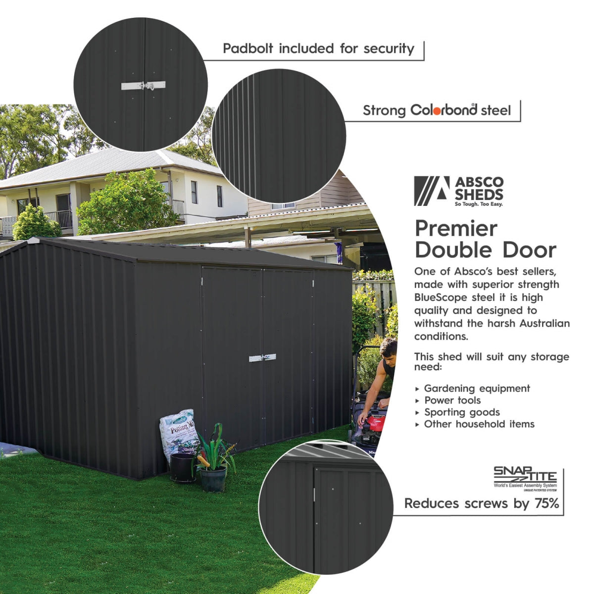 Absco | Premier Steel Storage Shed