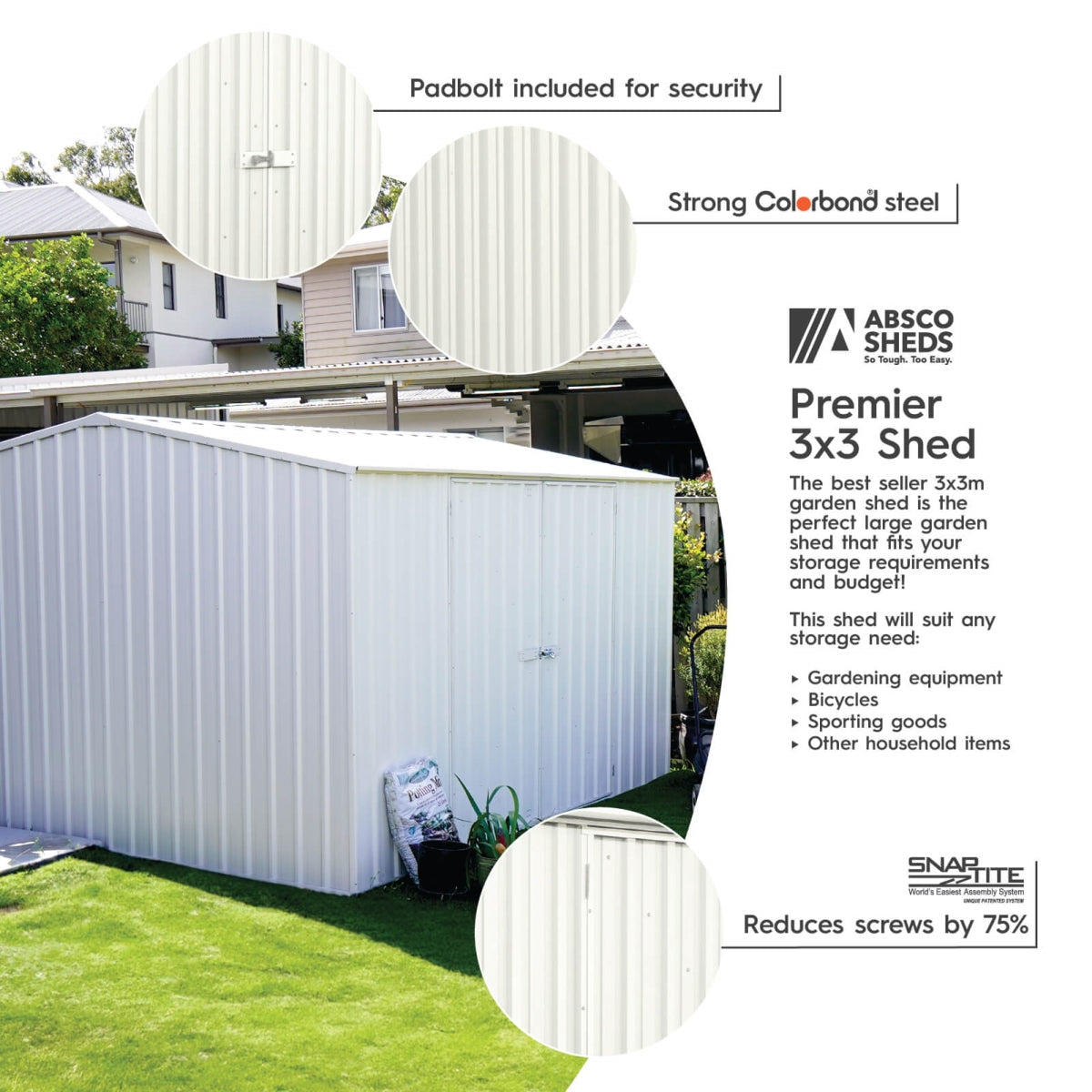 Absco | Premier Steel Storage Shed