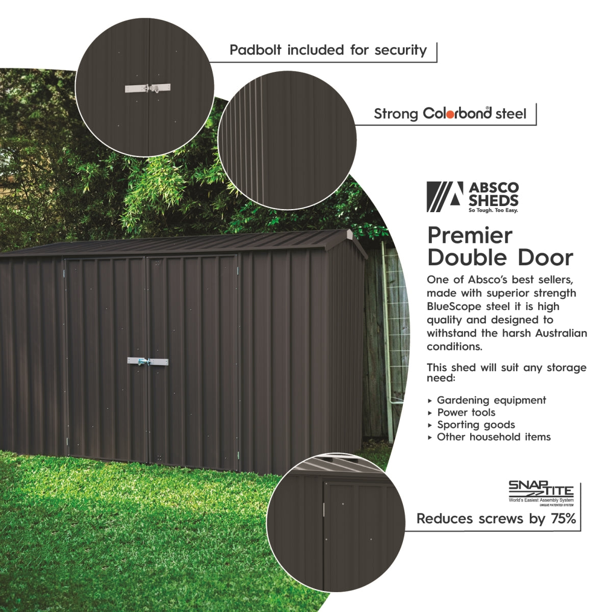 Absco | Premier Steel Storage Shed