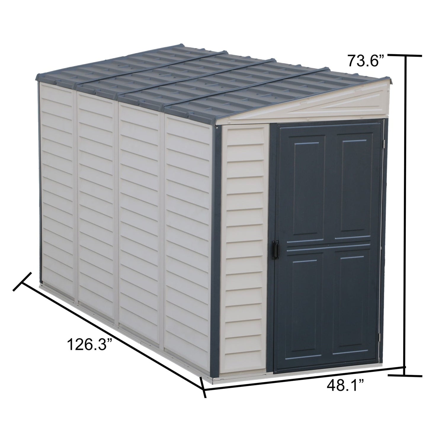 DuraMax | SideMate Vinyl Lean-To Plastic Storage Shed with Foundation - 4 ft Wide