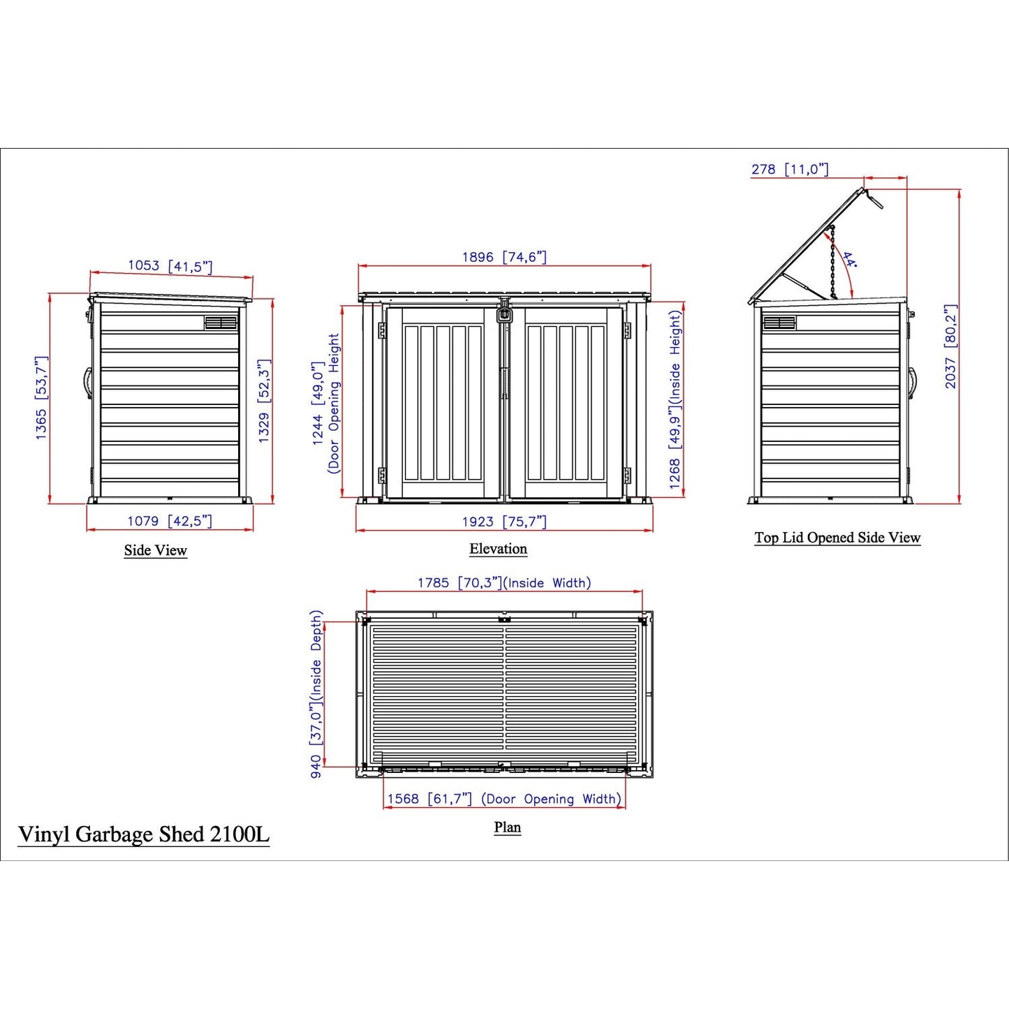 DuraMax | 6.3x3.5 ft Plastic MultiStore Outdoor Horizontal Storage Shed - 2100L