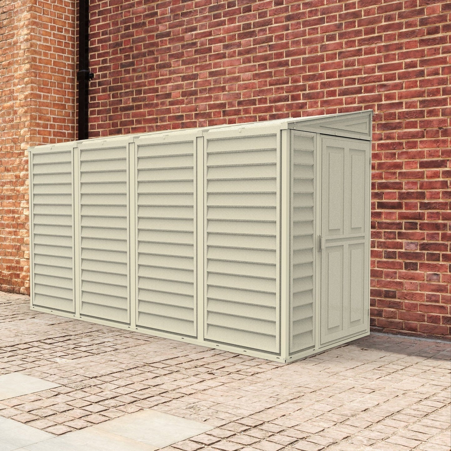 DuraMax | SideMate Vinyl Lean-To Plastic Storage Shed with Foundation - 4 ft Wide