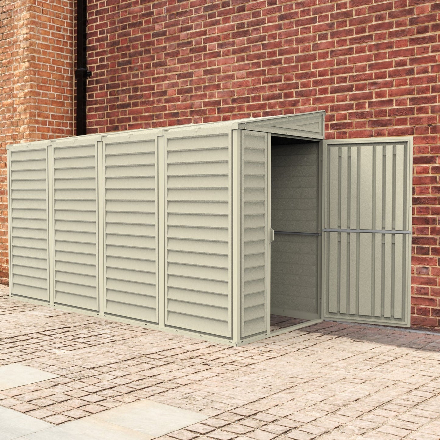 DuraMax | SideMate Vinyl Lean-To Plastic Storage Shed with Foundation - 4 ft Wide