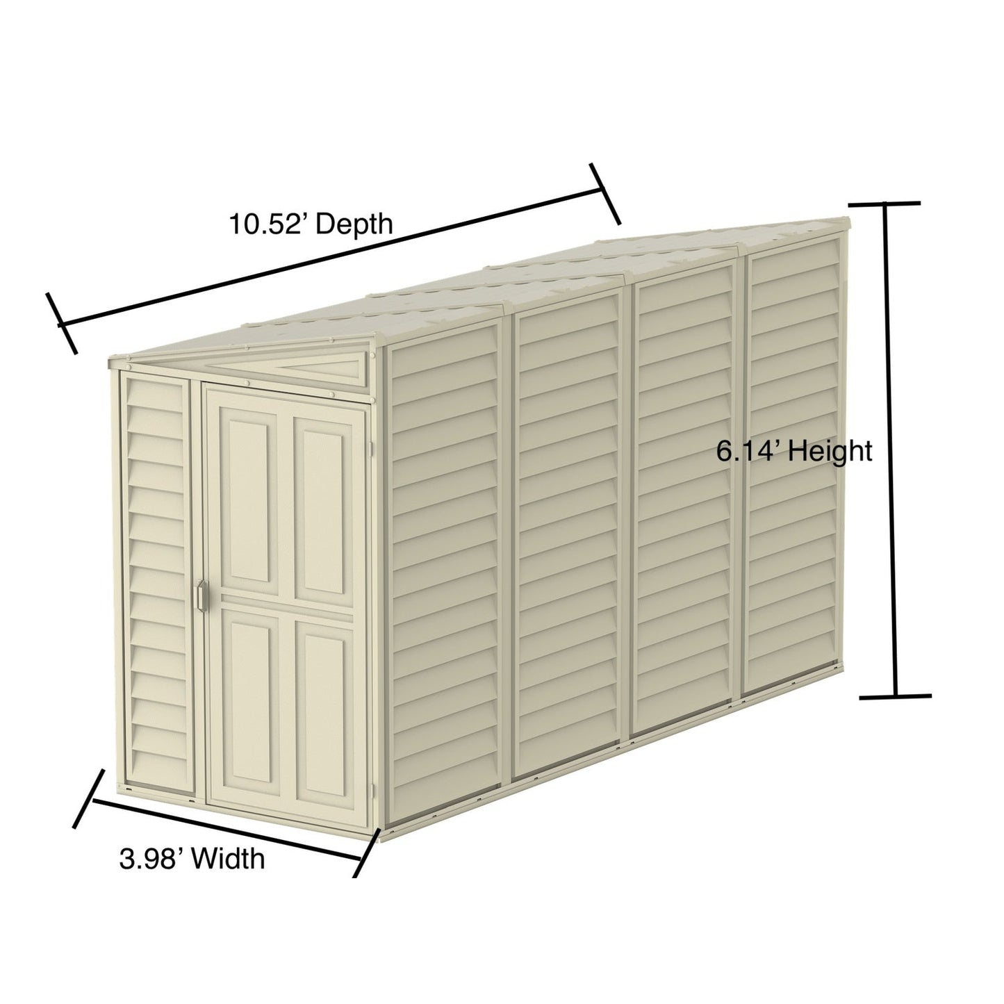 DuraMax | SideMate Vinyl Lean-To Plastic Storage Shed with Foundation - 4 ft Wide