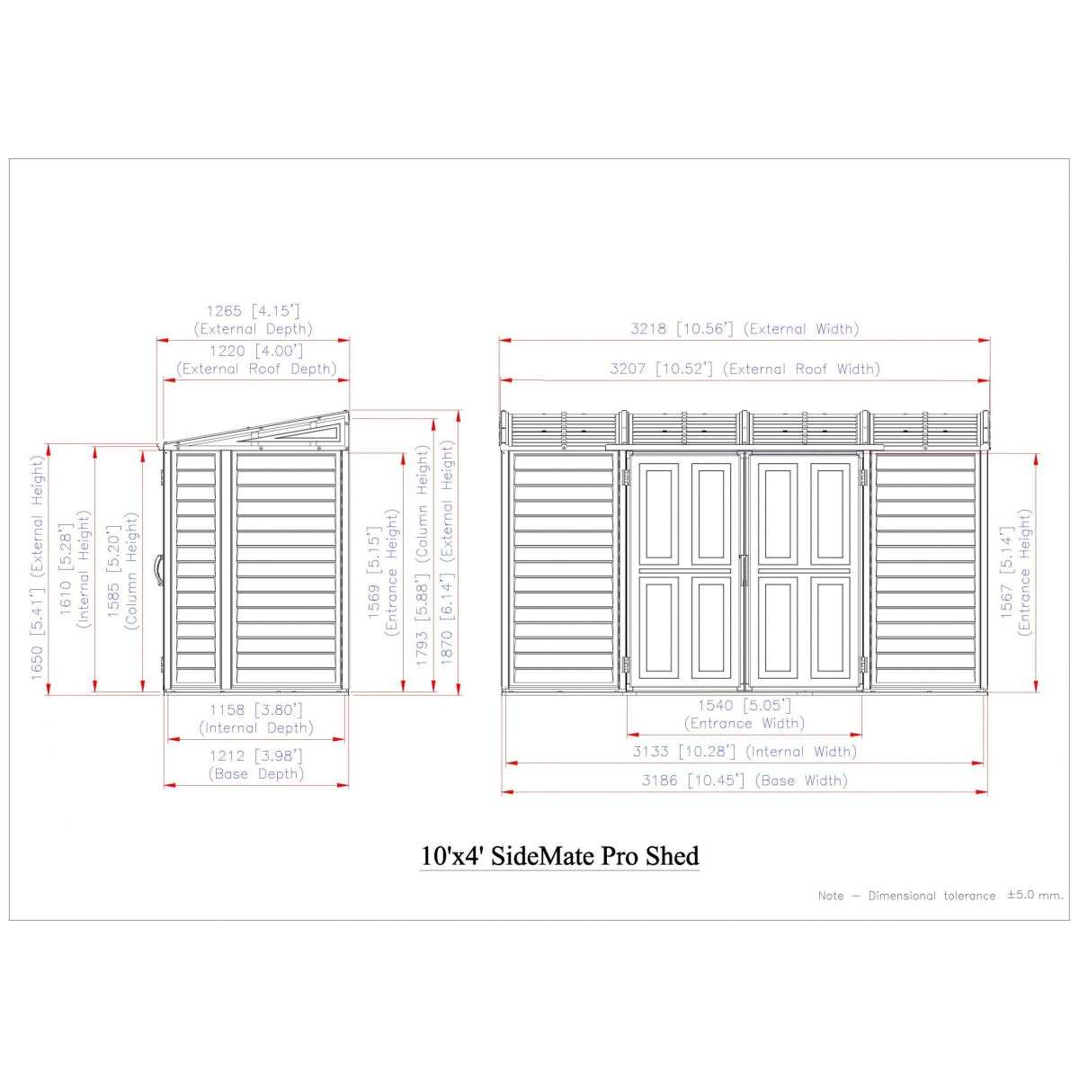 DuraMax | SideMate Plus Pro Vinyl Storage Shed with Double Doors and Foundation - 10x4x6 ft