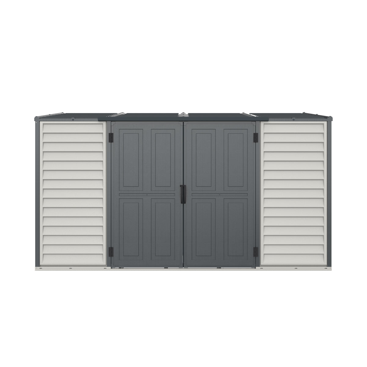 DuraMax | SideMate Plus Pro Vinyl Storage Shed with Double Doors and Foundation - 10x4x6 ft