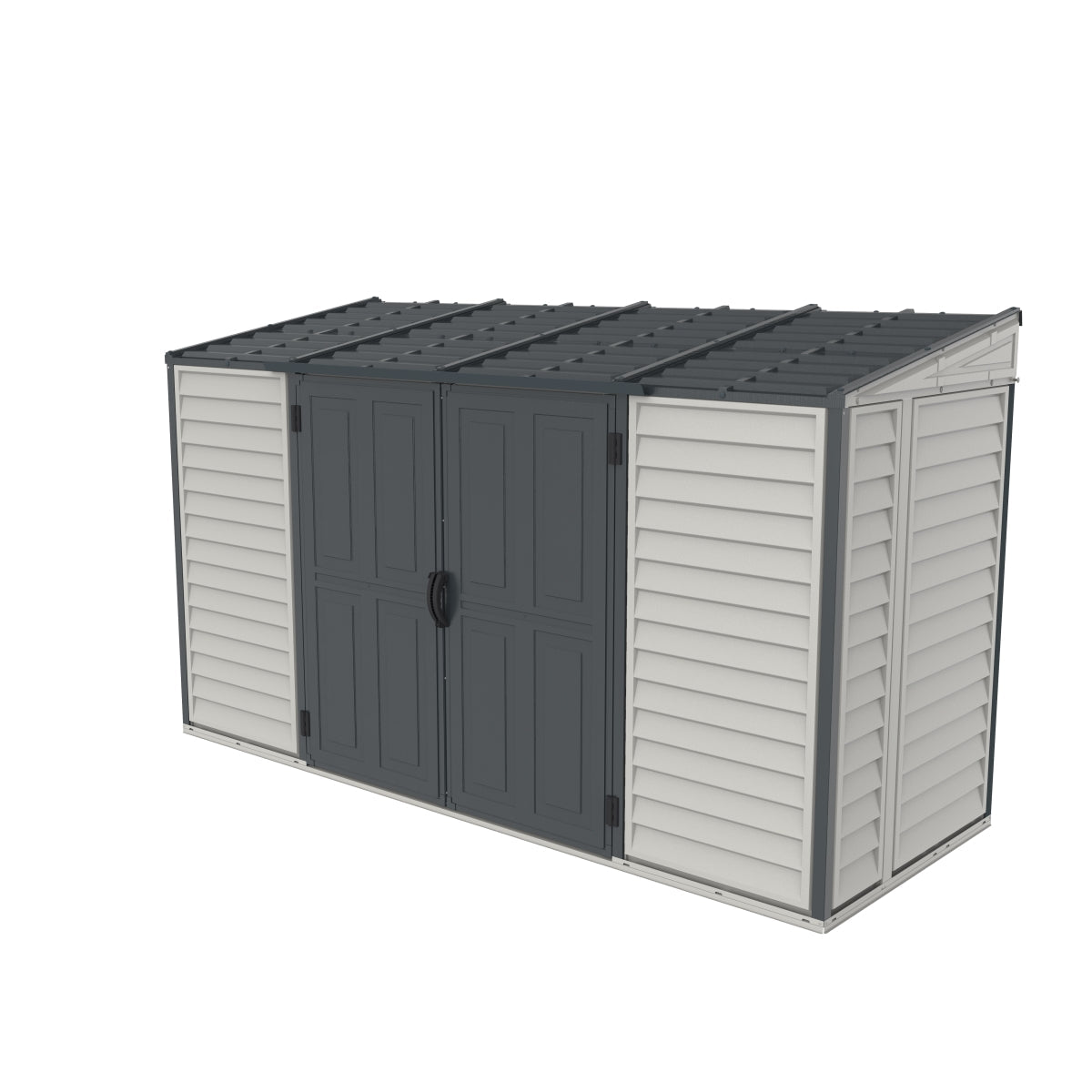 DuraMax | SideMate Plus Pro Vinyl Storage Shed with Double Doors and Foundation - 10x4x6 ft
