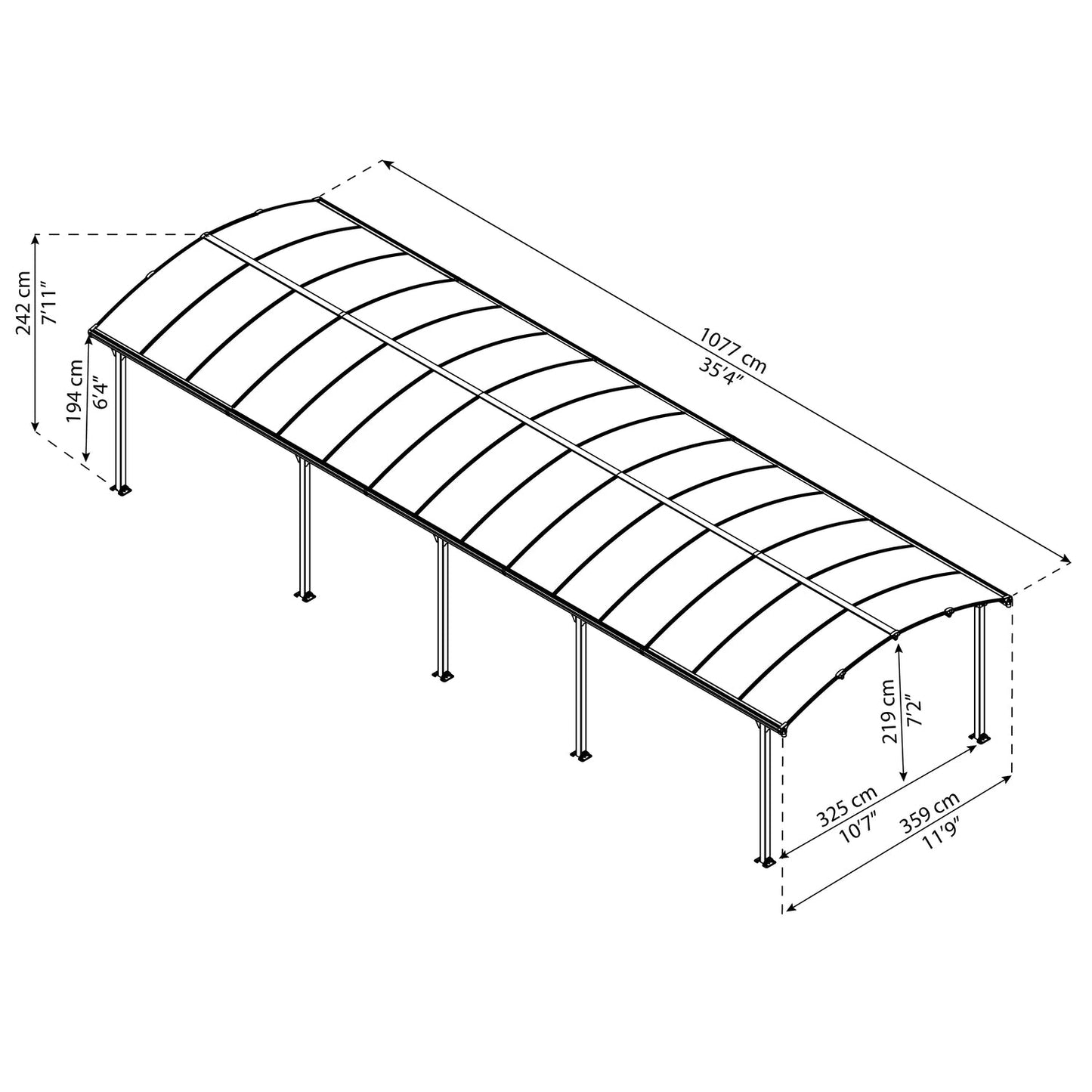 Canopia | Arcadia 5000 Carport - 8 ft Tall