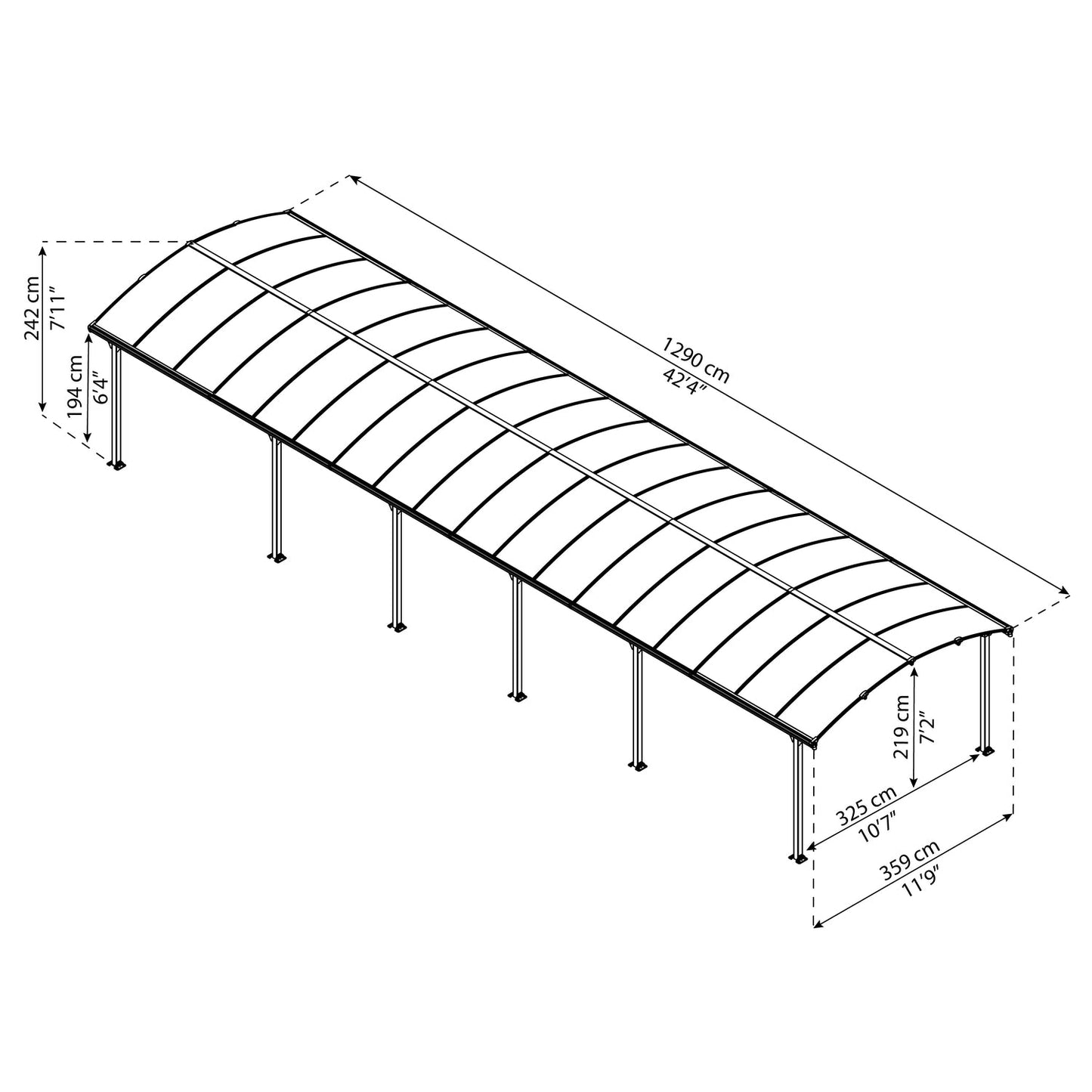 Canopia | Arcadia 5000 Carport - 8 ft Tall