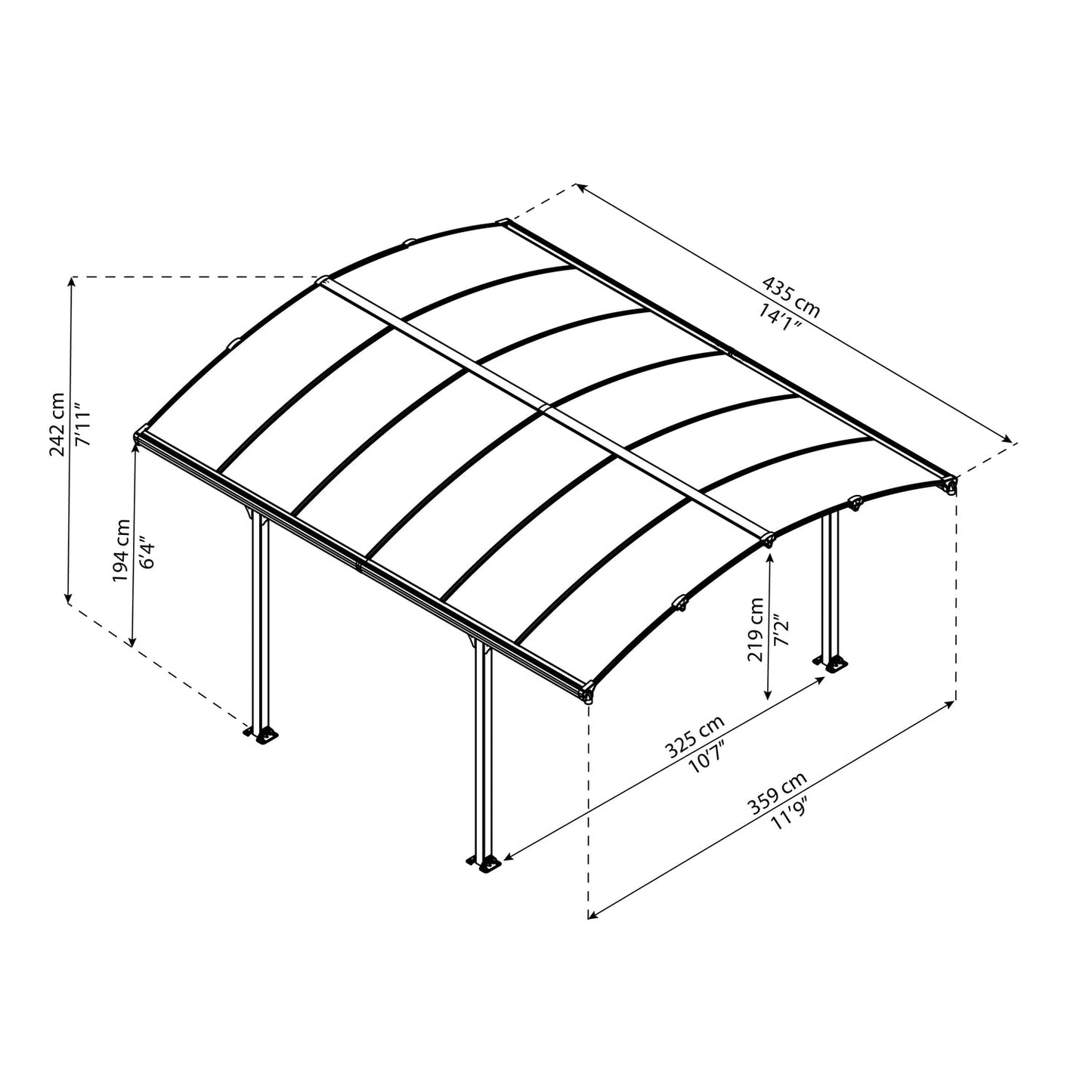 Canopia | Arcadia 5000 Carport - 8 ft Tall