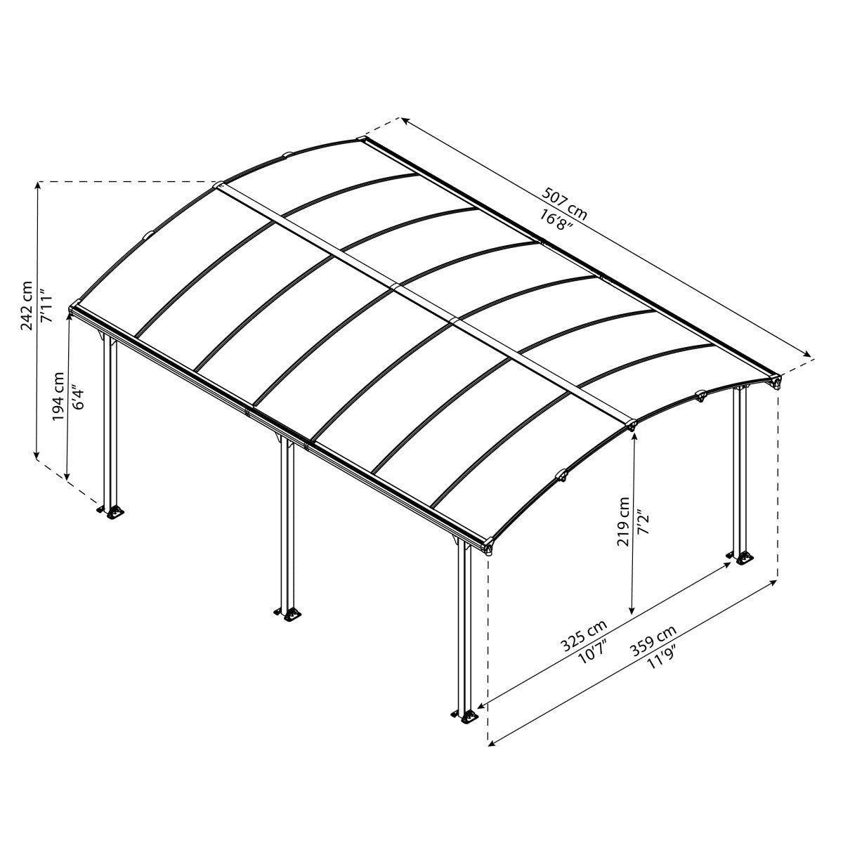 Canopia | Arcadia 5000 Carport - 8 ft Tall