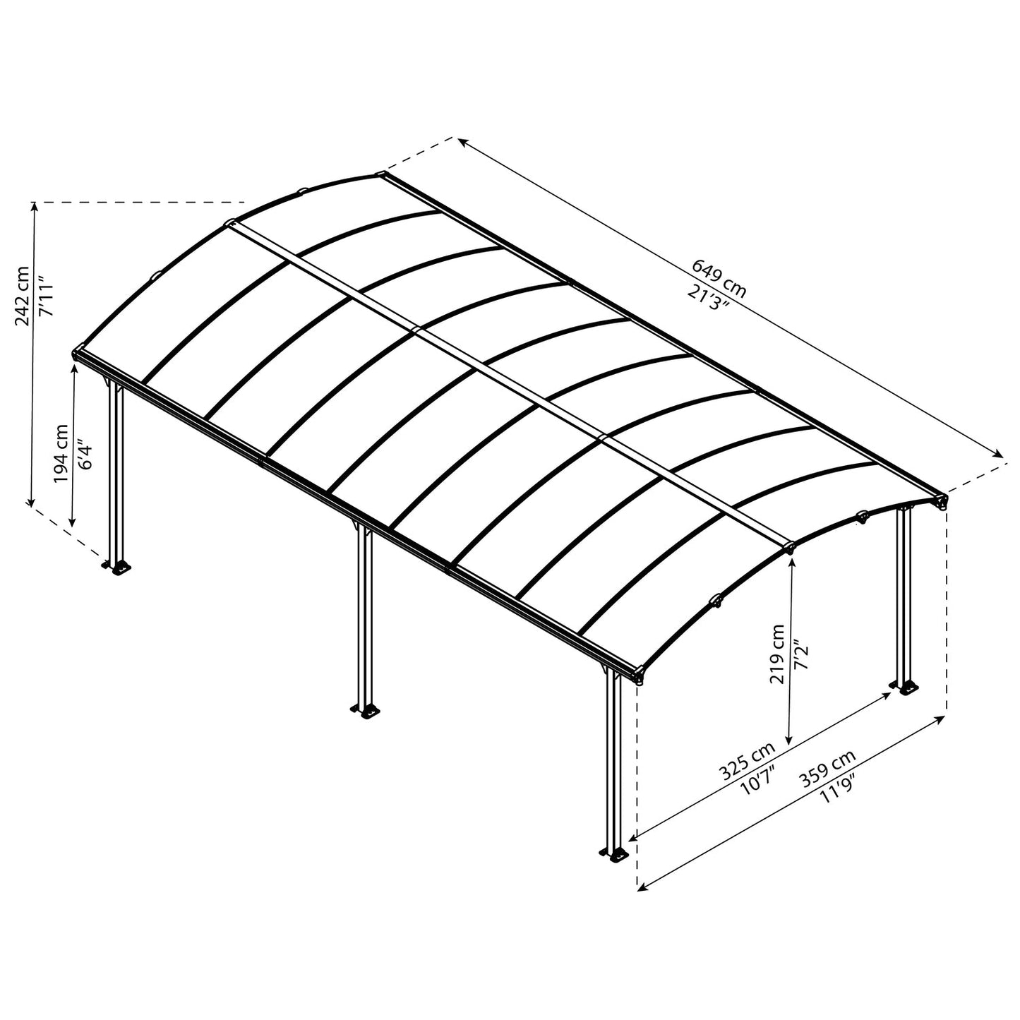 Canopia | Arcadia 5000 Carport - 8 ft Tall