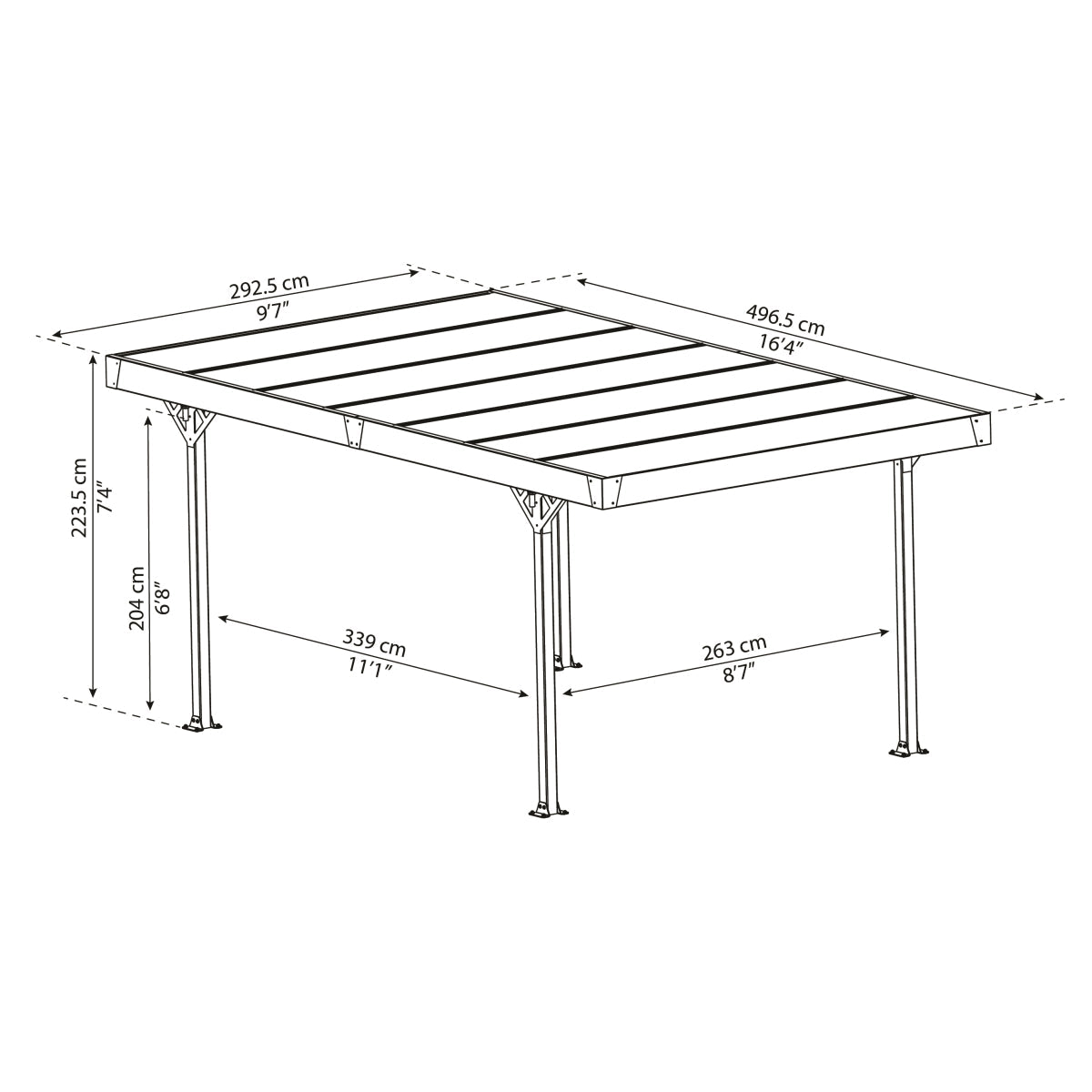 Canopia | Palma 5000 Carport/Patio Cover - Gray/Gray - 16X10x7 ft
