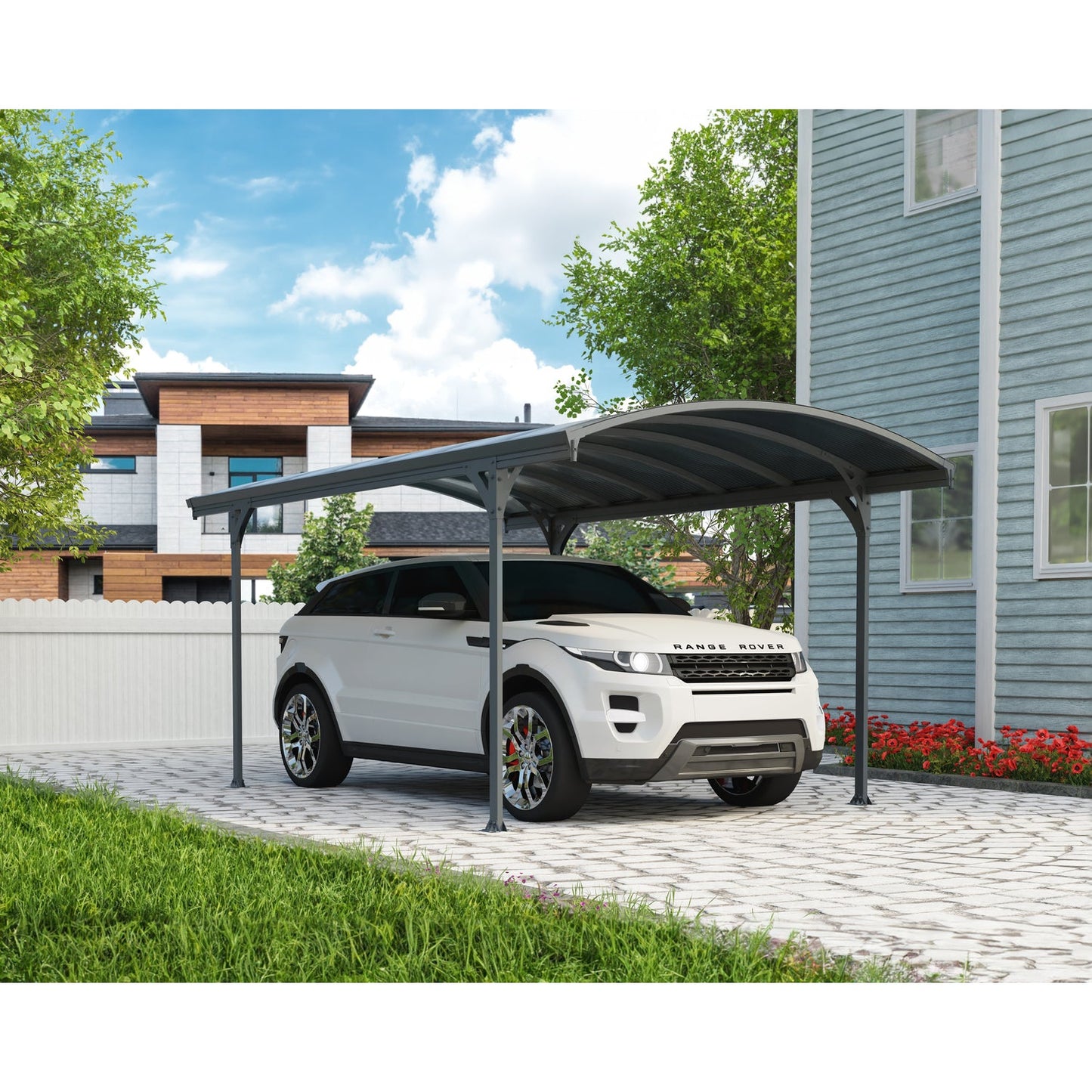 Canopia | 10x16 ft Vitoria 5000 Polycarbonate Carport - Gray/Gray