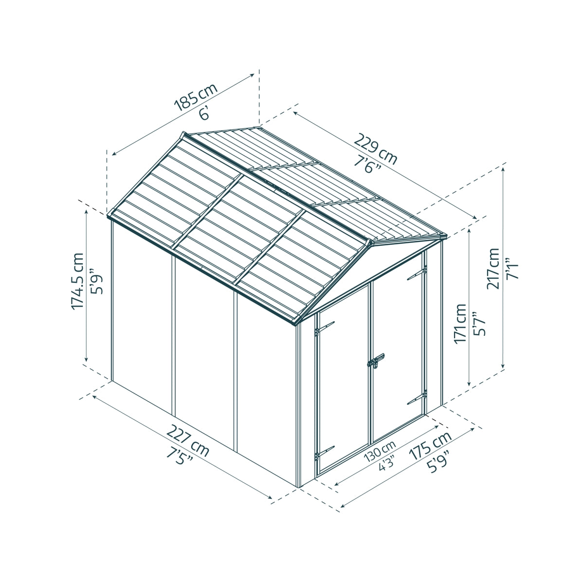 Canopia | Rubicon Polycarbonate Storage Shed With Floor - Gray