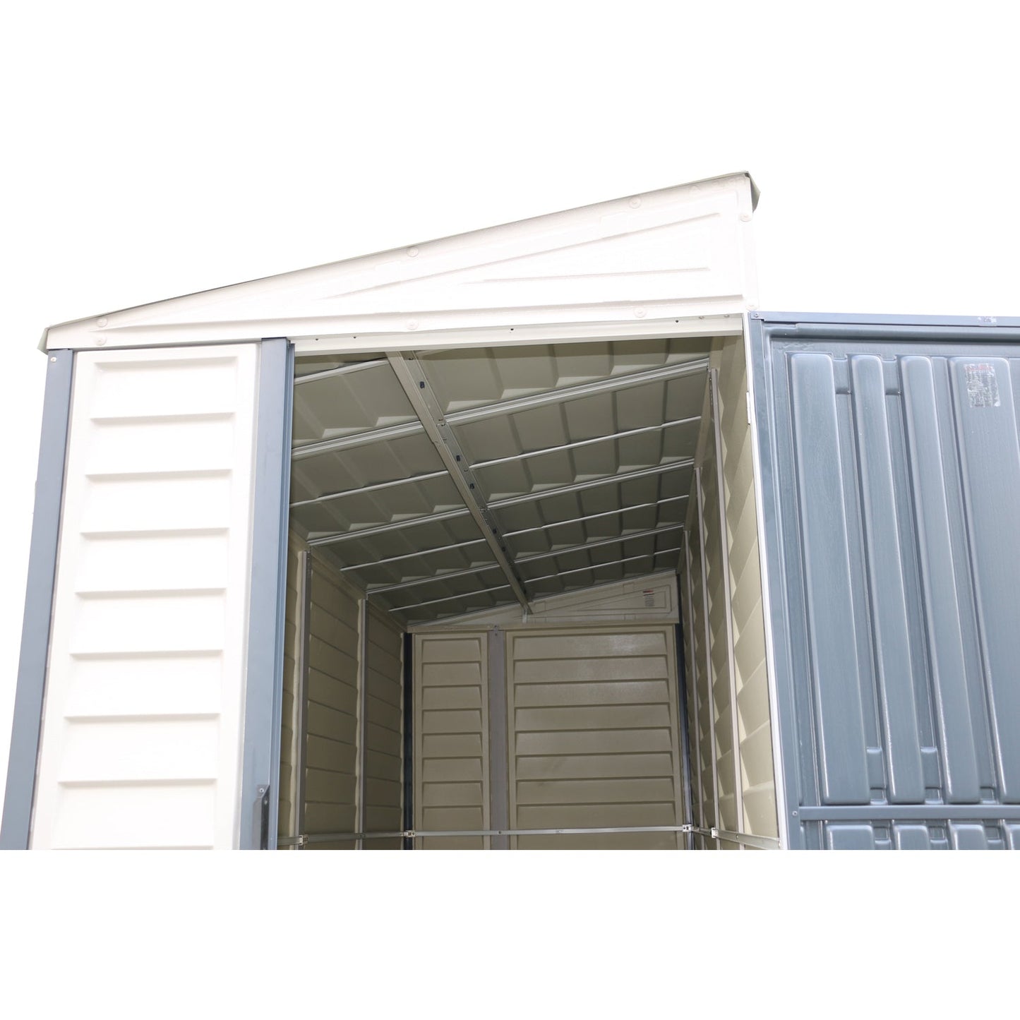 DuraMax | SideMate Vinyl Lean-To Plastic Storage Shed with Foundation - 4 ft Wide