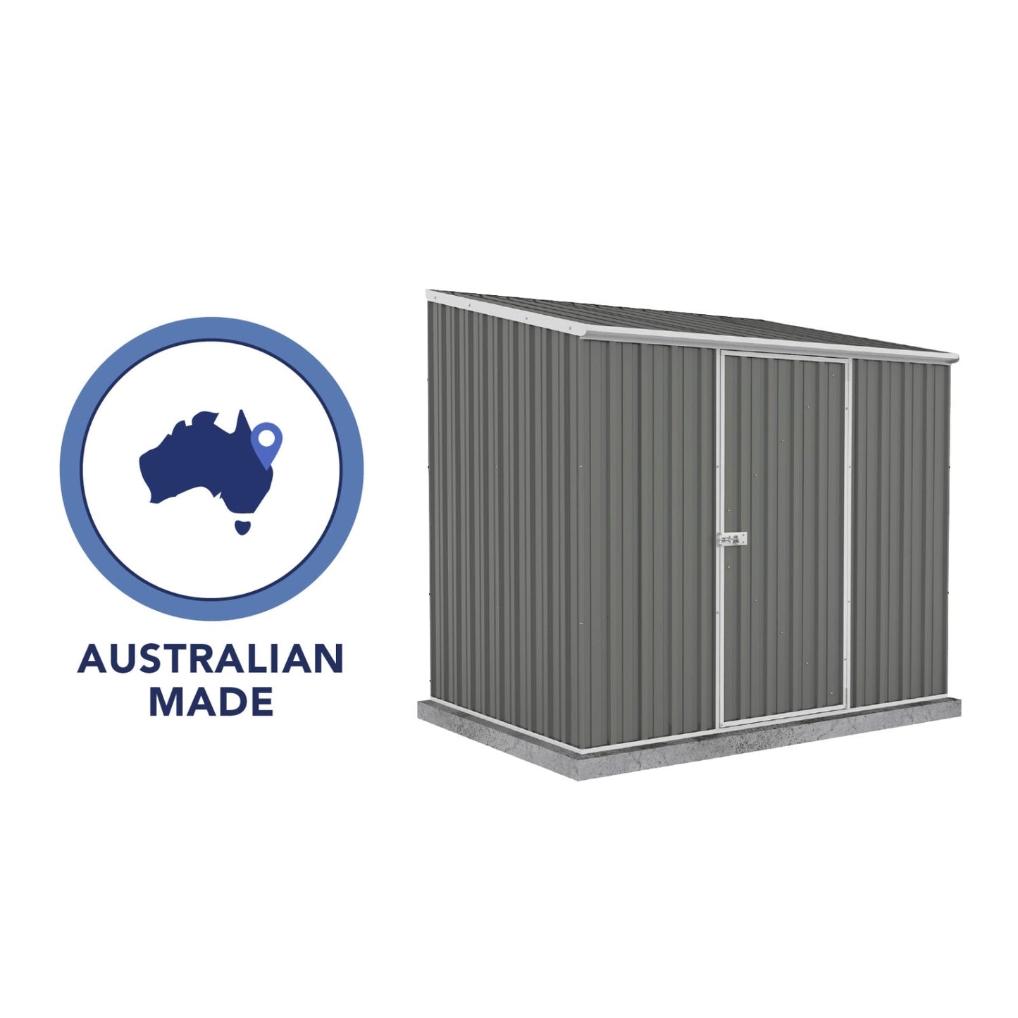 Absco | 7.5x5x7 ft Single Door Space Saver Metal Garden Shed - Woodland Gray