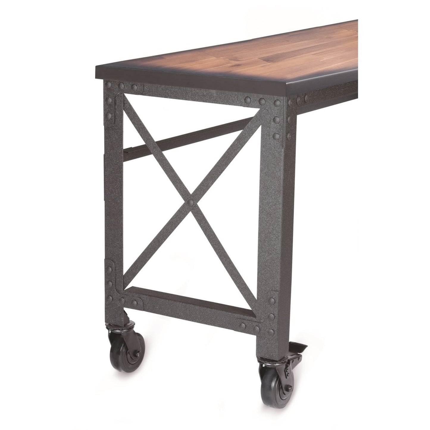 Duramax Furnitures DuraMax | 46 In. x 24 In. Rolling Industrial Worktable Desk With Solid Wood Top 68023