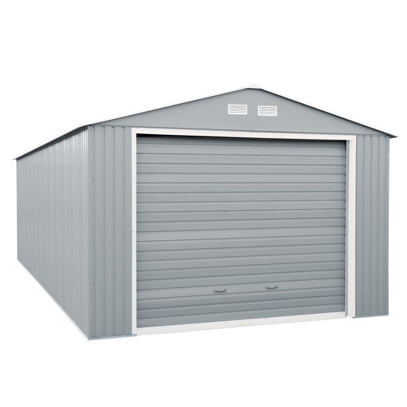 Duramax Metal Garage Kit DuraMax | Imperial Metal Garage 12X26 Light Grey With Off White Trim | Western States 55152_CA