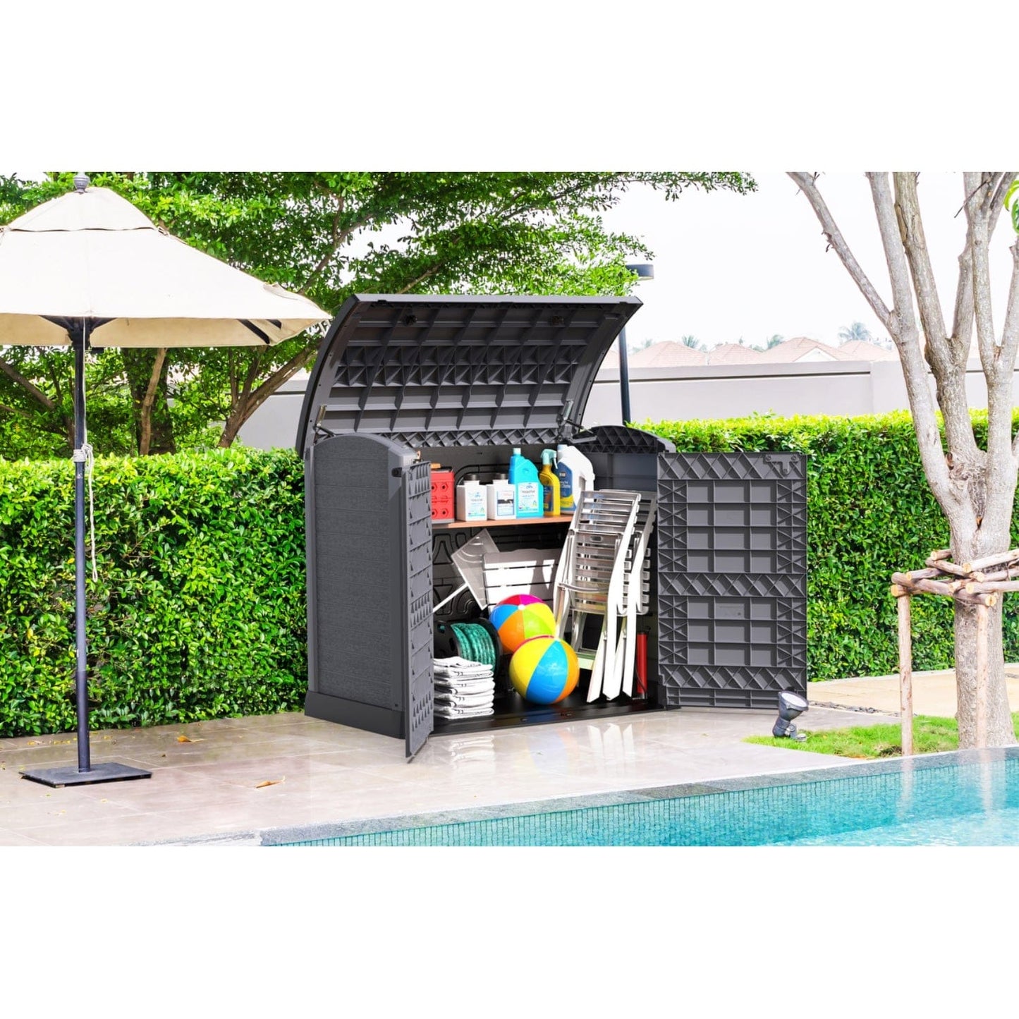 DuraMax | 4.5x2.8 ft Heavy Plastic StoreAway Multipurpose Horizontal Shed with Arc Lid - 1200L