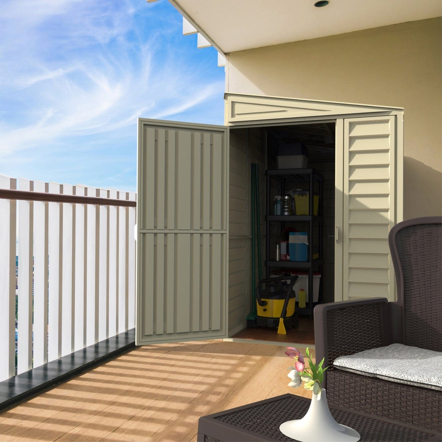 Duramax Vinyl Storage Shed Kit with Foundation DuraMax | SideMate Vinyl Storage Shed 4' x 8' with Foundation | Eastern States 06625_NJ