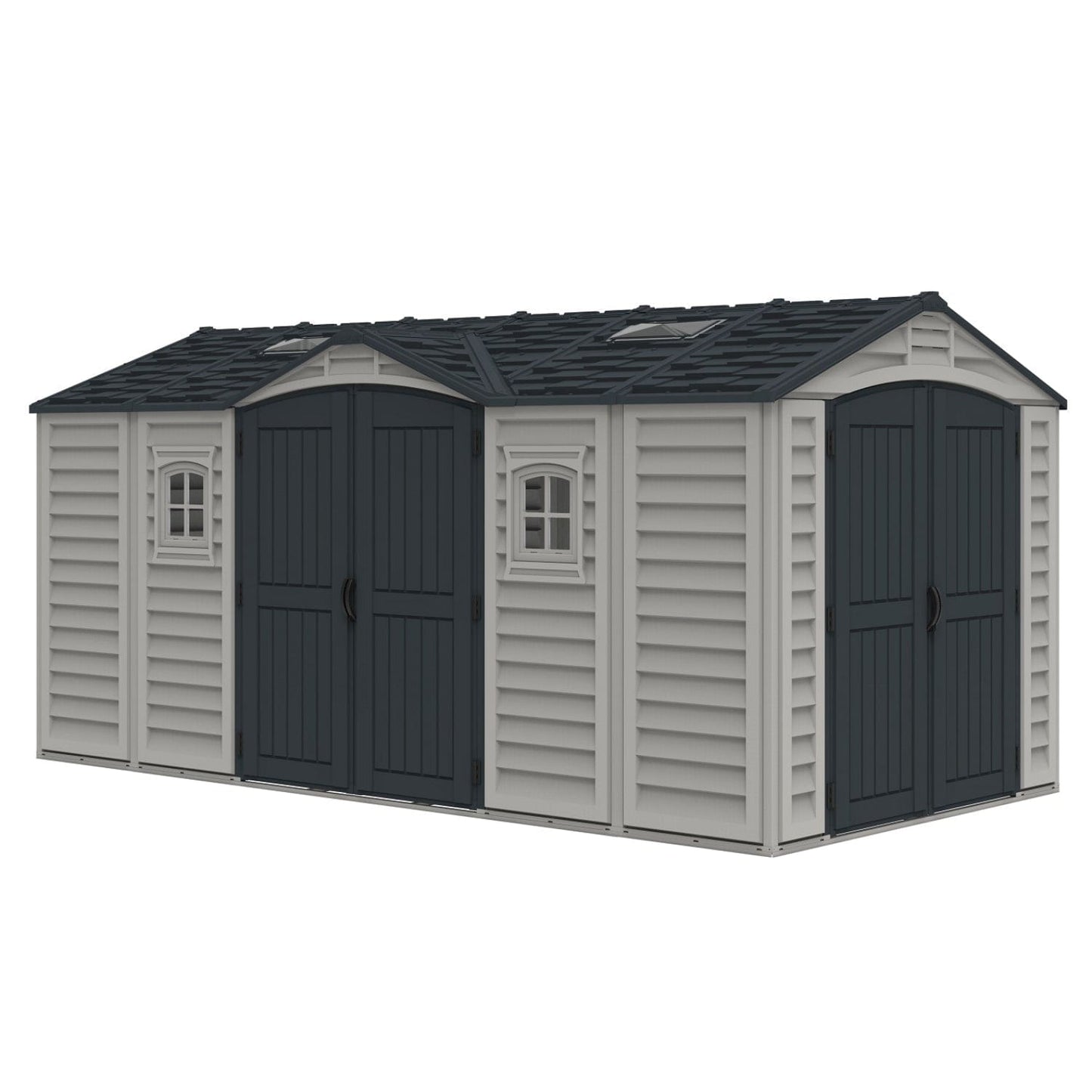 Duramax Vinyl Storage Shed Kit with Foundation DuraMax | Vinyl Storage Shed Apex Pro 15' x 8' x 6' with Foundation, 2 Windows & a Sidedoor | Eastern States 40216_NJ