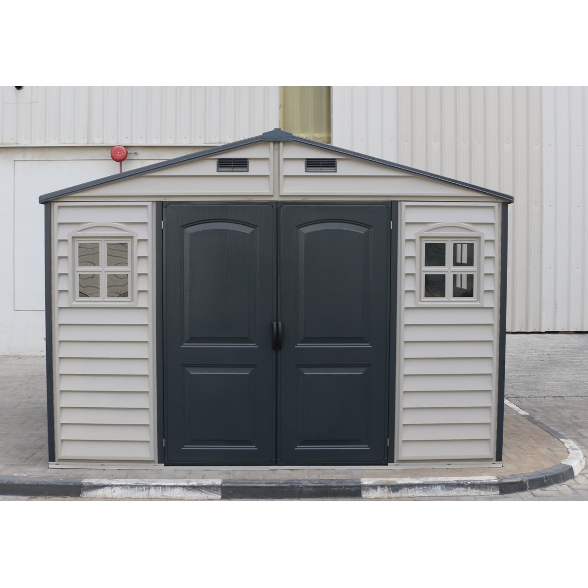 DuraMax | Woodside Plus Vinyl Storage Shed with Foundation - 10x8x6 ft - JUNE PROMOTION