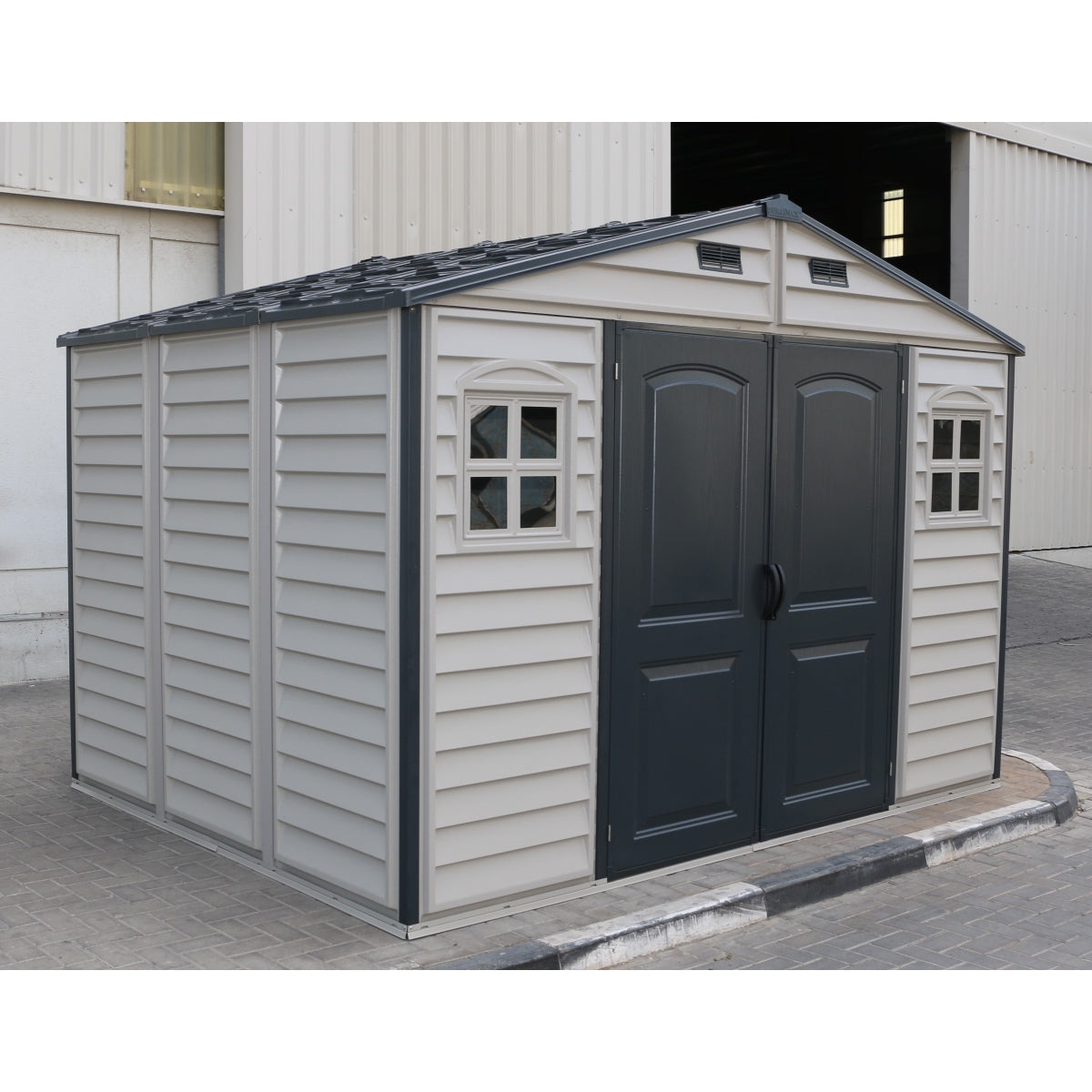 DuraMax | Woodside Plus Vinyl Storage Shed with Foundation - 10x8x6 ft - JUNE PROMOTION