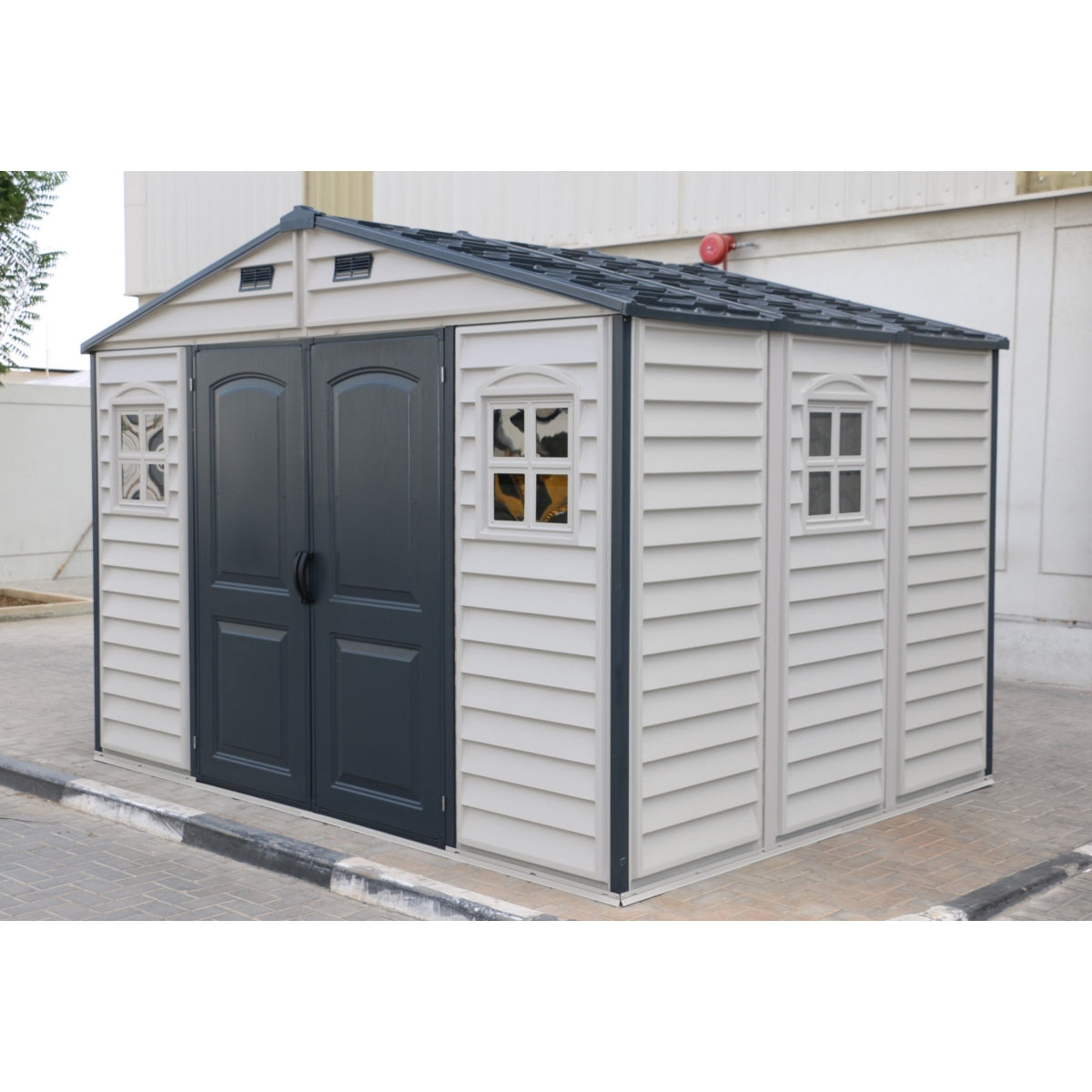 DuraMax | Woodside Plus Vinyl Storage Shed with Foundation - 10x8x6 ft - JUNE PROMOTION