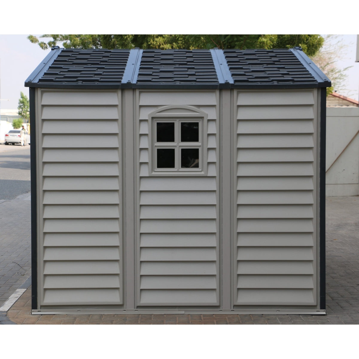 DuraMax | Woodside Plus Vinyl Storage Shed with Foundation - 10x8x6 ft - JUNE PROMOTION