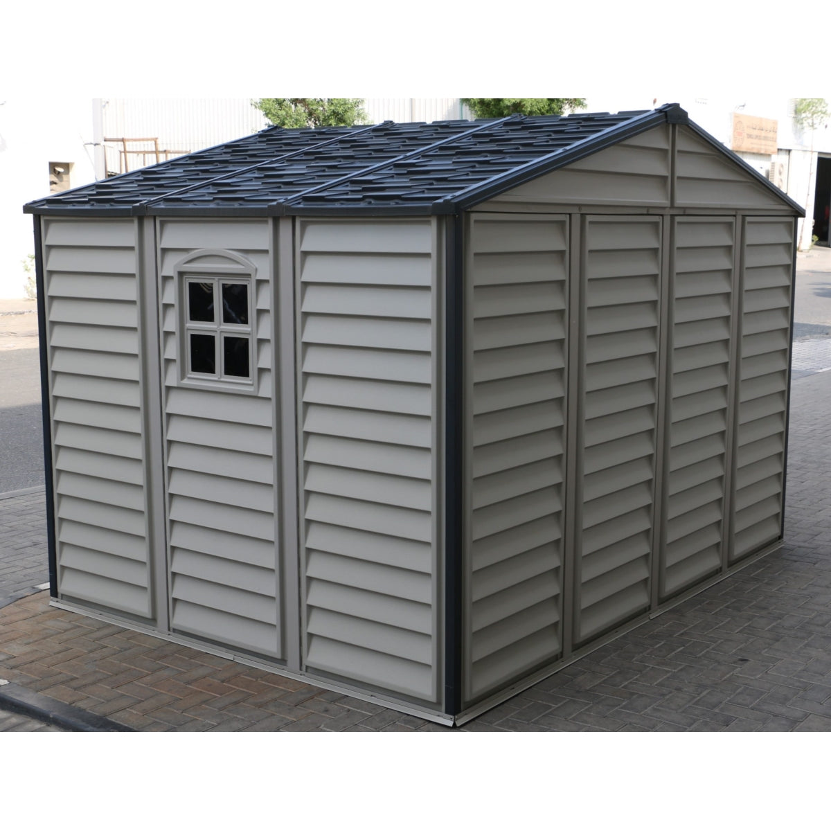 DuraMax | Woodside Plus Vinyl Storage Shed with Foundation - 10x8x6 ft - JUNE PROMOTION
