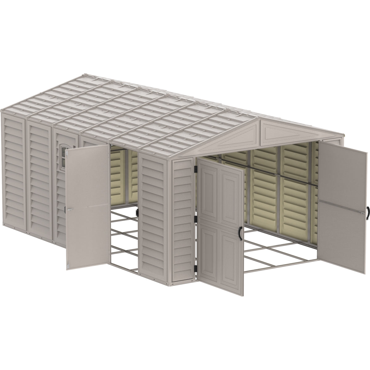 DuraMax | Woodbridge Vinyl Standalone Garage or Storage Building With Foundation Kit - 10.5 ft Wide