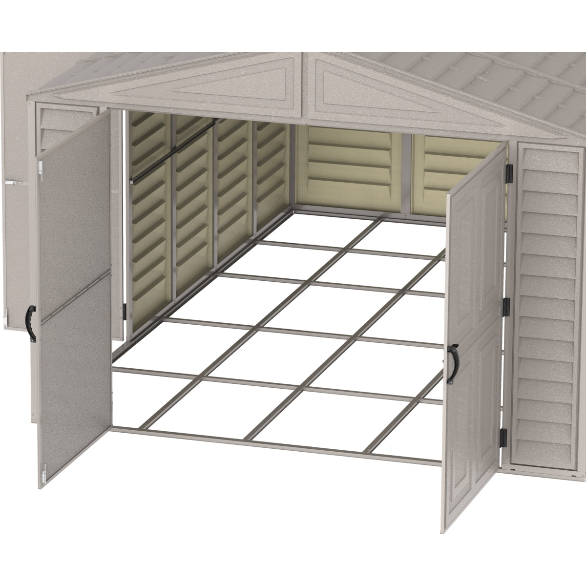 DuraMax | Woodbridge Vinyl Standalone Garage or Storage Building With Foundation Kit - 10.5 ft Wide