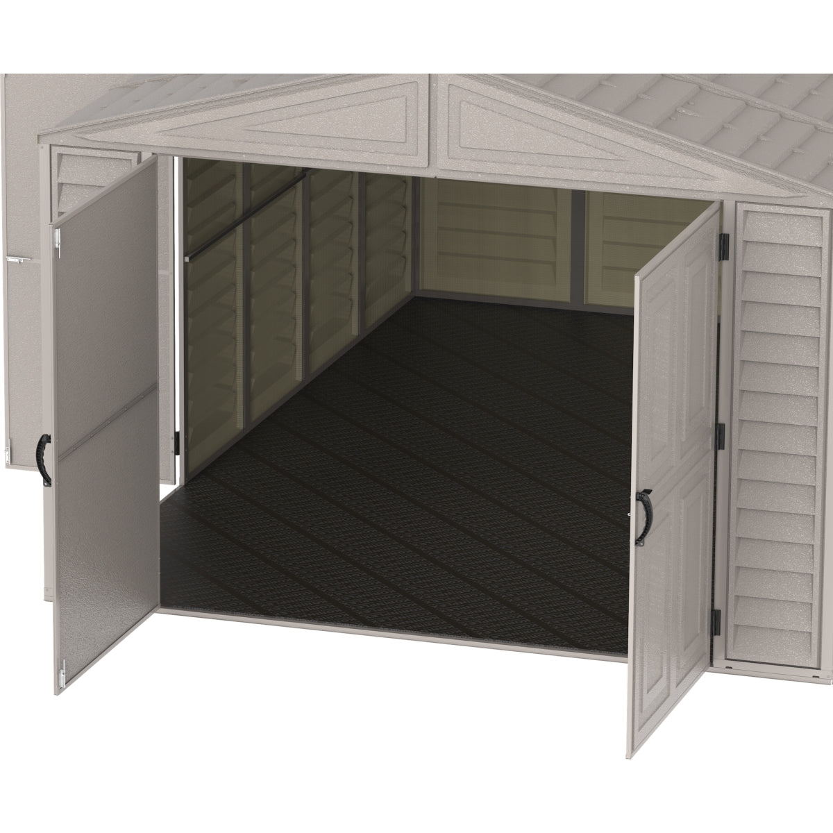 DuraMax | Woodbridge Vinyl Standalone Garage or Storage Building With Foundation Kit - 10.5 ft Wide