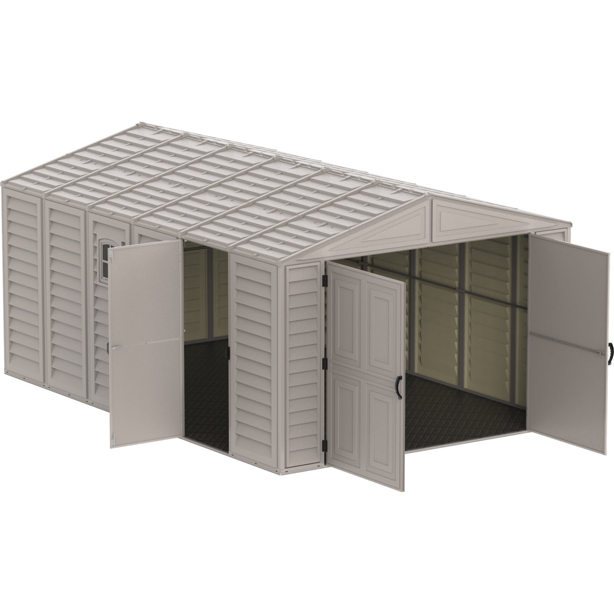 DuraMax | Woodbridge Vinyl Standalone Garage or Storage Building With Foundation Kit - 10.5 ft Wide
