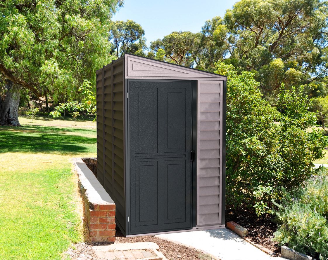 DuraMax | SideMate Vinyl Lean-To Plastic Storage Shed with Foundation - 4 ft Wide