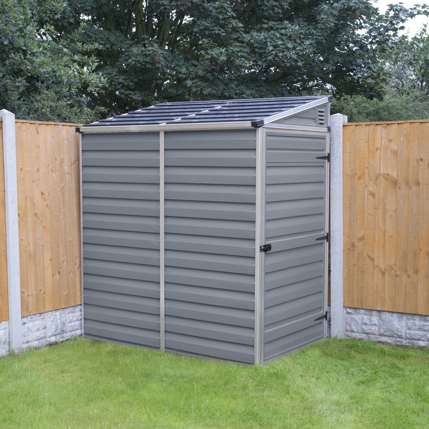 Palram - Canopia SkyLight 4' x 6' Lean-To Storage Shed - Gray - mygreenhousestore.com